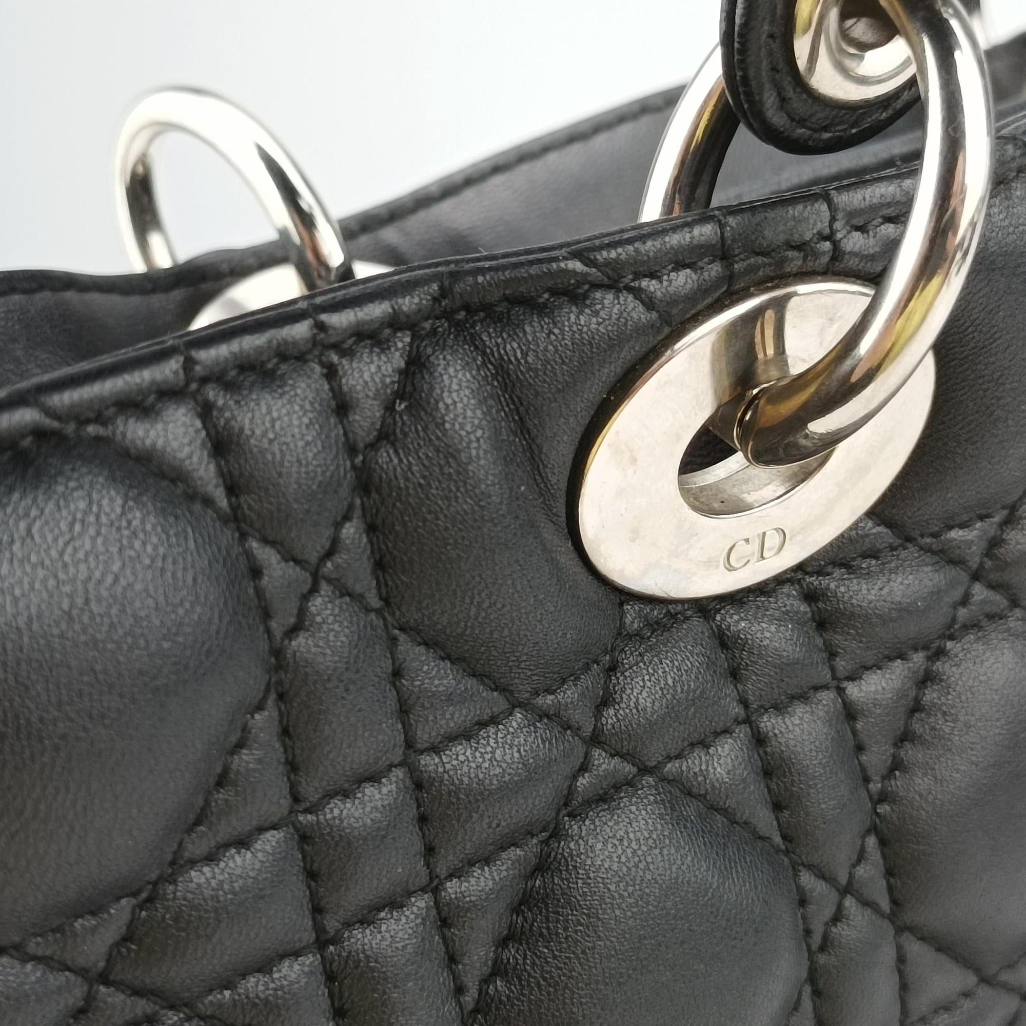 Vintage Christian Dior Lady Dior Black lambskin  shoulderbag | stylenewstar