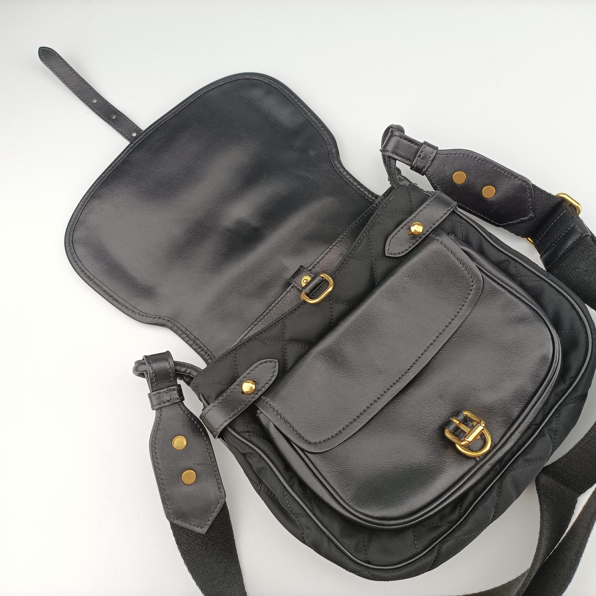 Pre-owned Prada Corsaire Black Nylon × Leather 1BD050 shoulderbag | stylenewstar