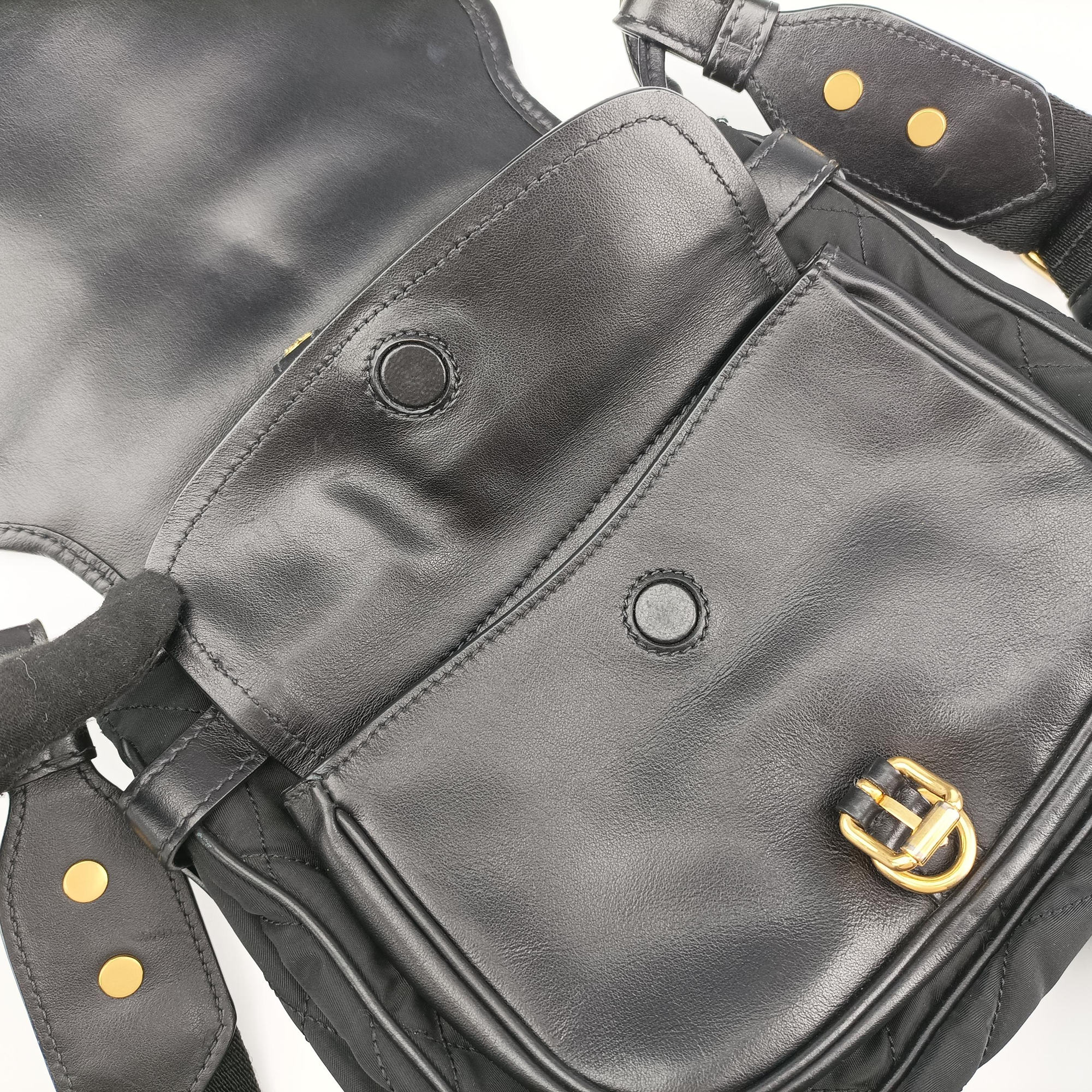 Pre-owned Prada Corsaire Black Nylon × Leather 1BD050 shoulderbag | stylenewstar