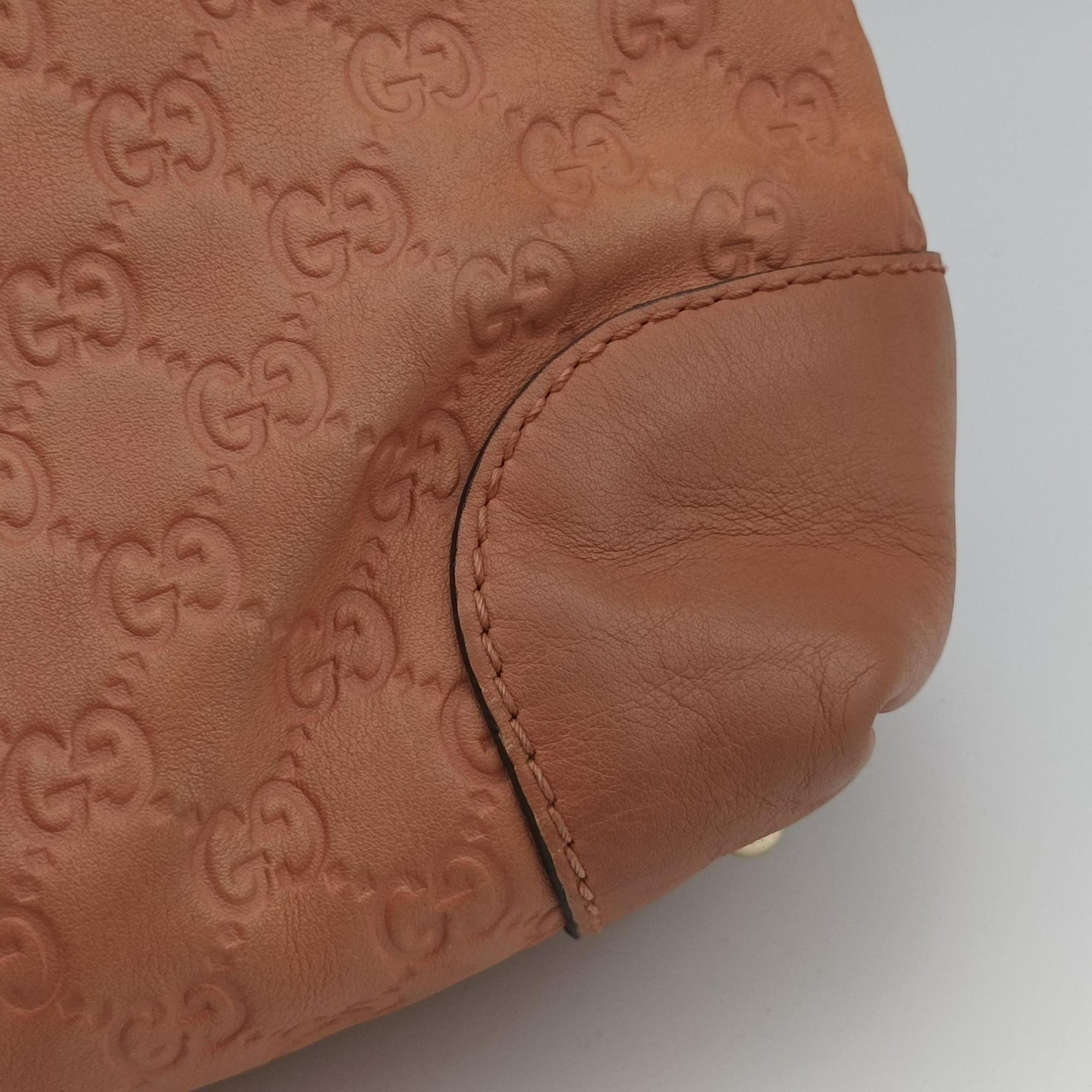 Pre-owned Gucci Guccissima Heart Bit orange leather 269957 handbag | stylenewstar