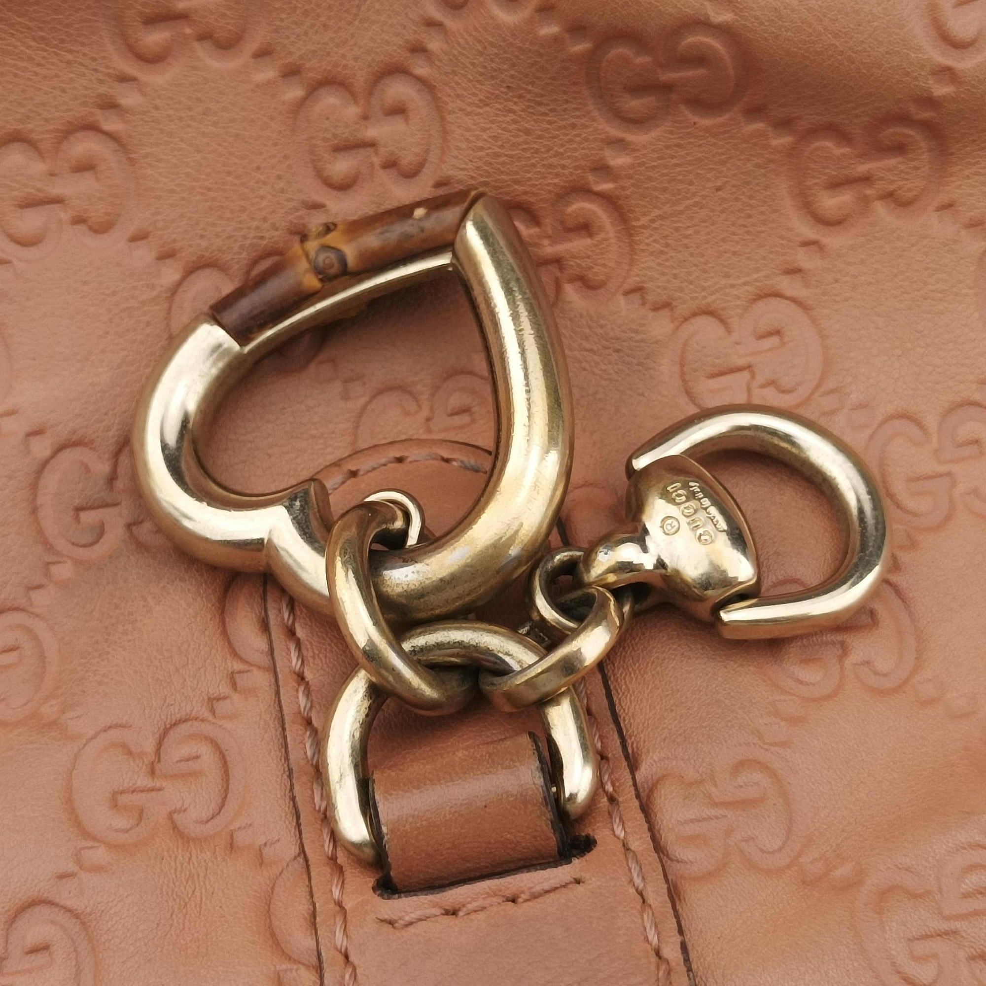 Pre-owned Gucci Guccissima Heart Bit orange leather 269957 handbag | stylenewstar