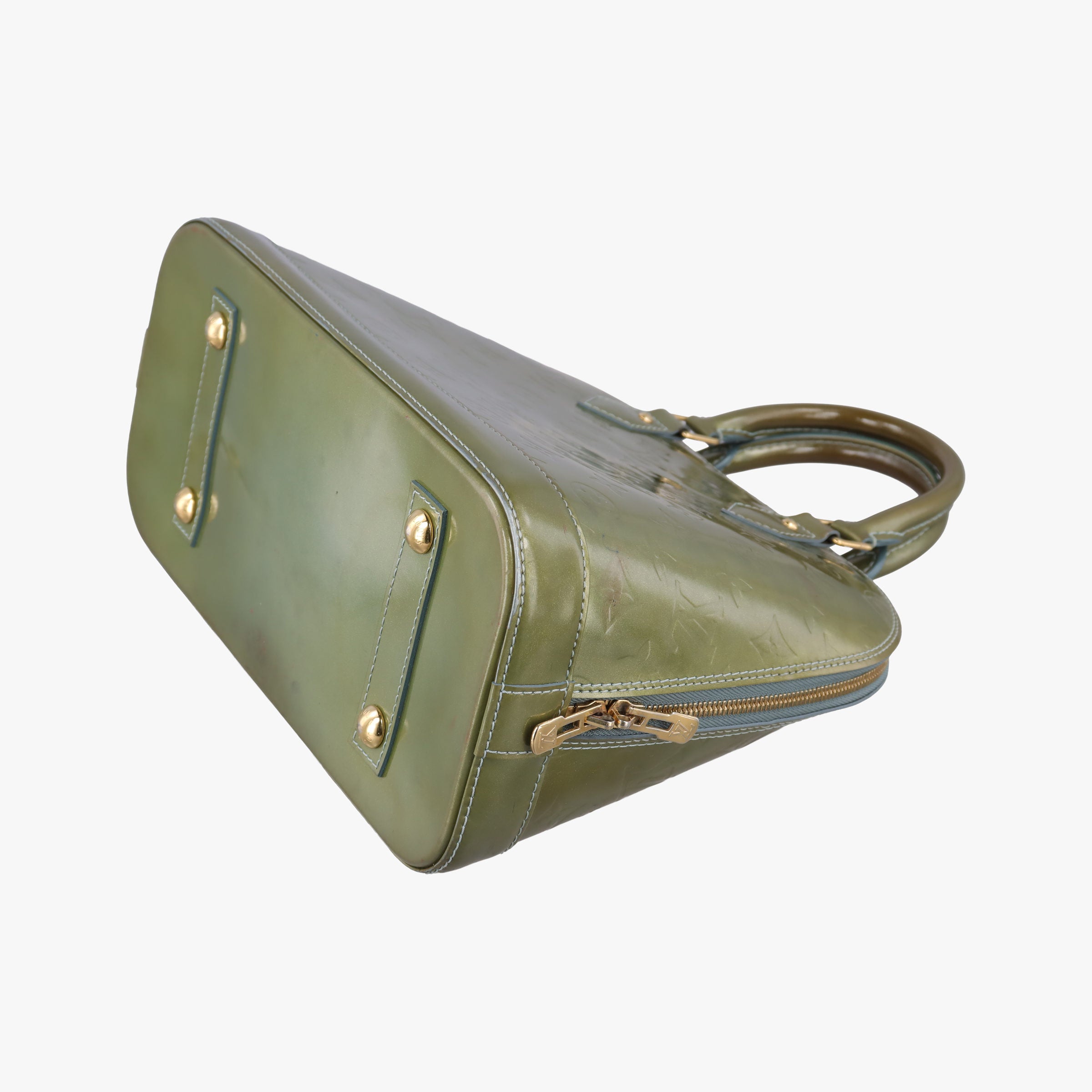Pre-owned Louis Vuitton ALMA PM Green Vernis M91613 handbag | stylenewstar
