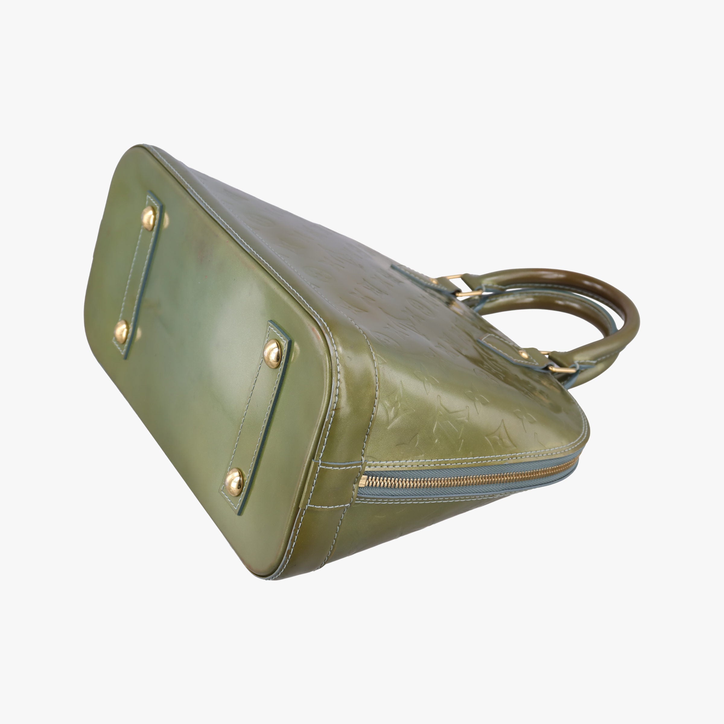 Pre-owned Louis Vuitton ALMA PM Green Vernis M91613 handbag | stylenewstar