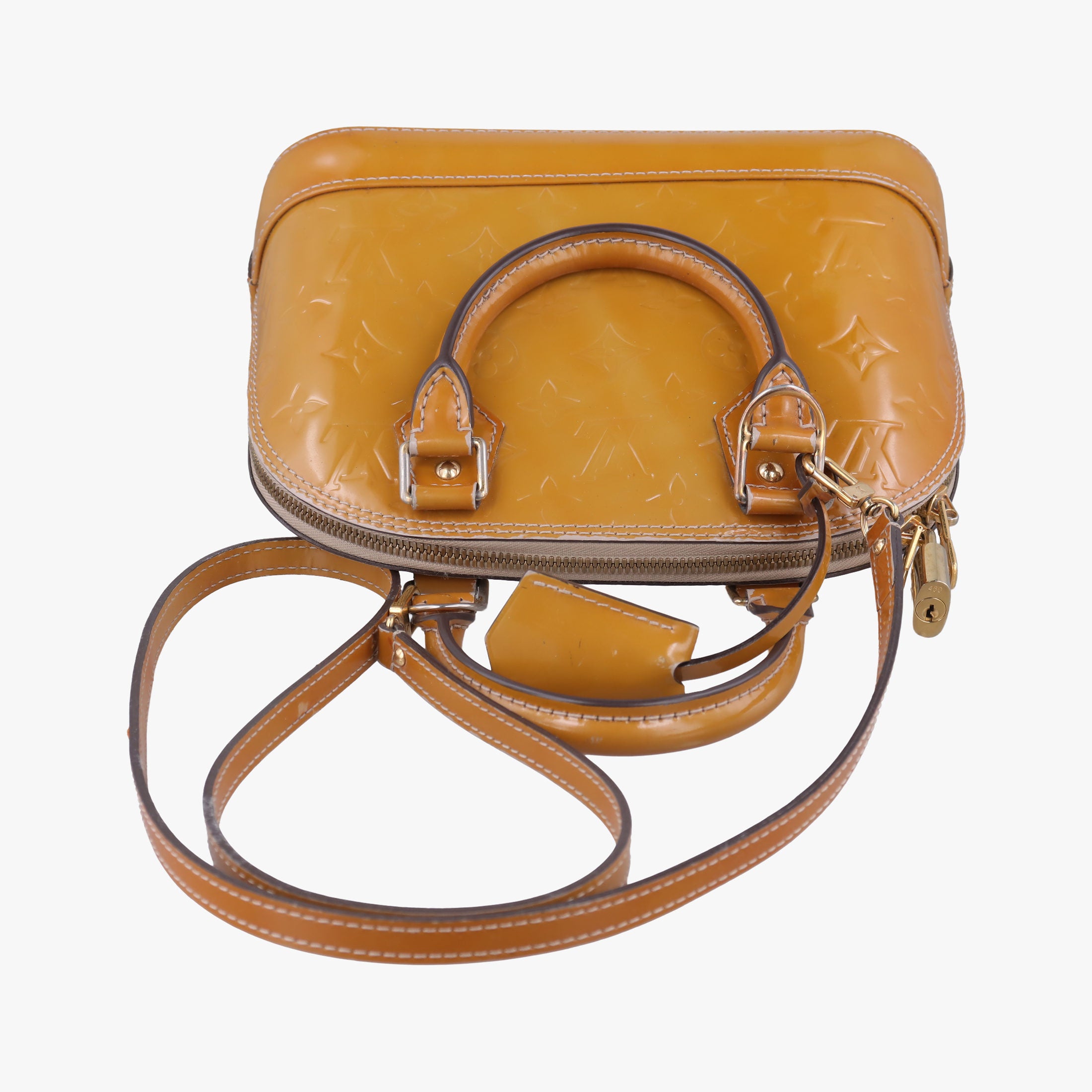 Pre-owned Louis Vuitton Alma BB Rose Velours Vernis M91585 shoulderbag | stylenewstar