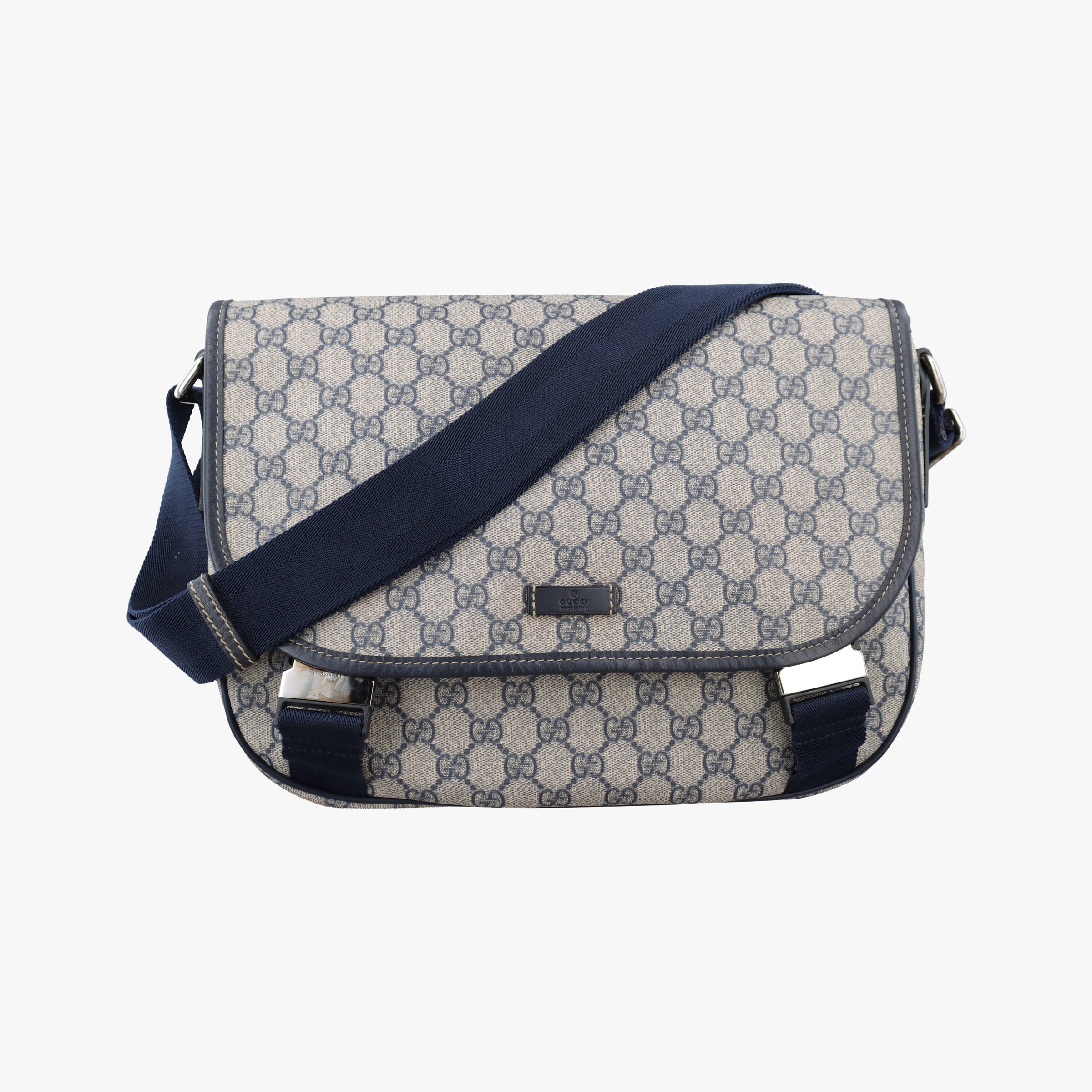 Vintage Gucci GG Plus Messenger beige×navy PVC coated canvas×Leather 201732 shoulderbag | stylenewstar