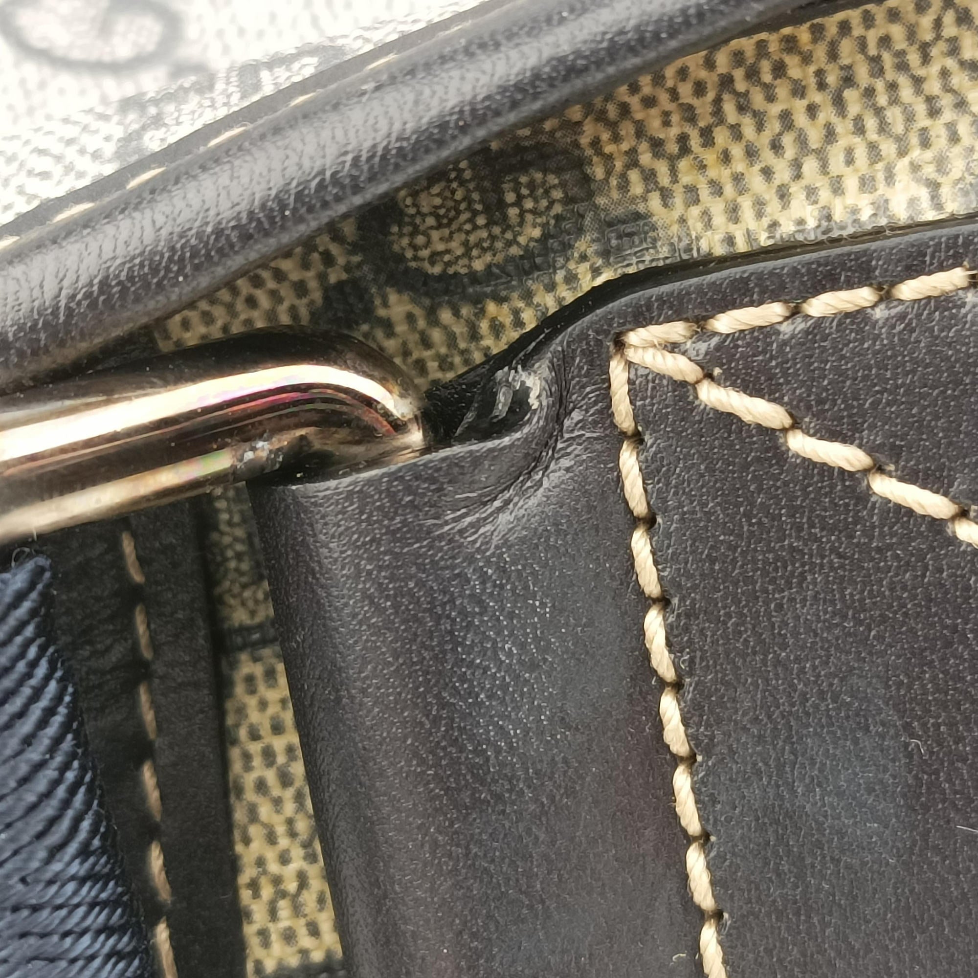 Vintage Gucci GG Plus Messenger beige×navy PVC coated canvas×Leather 201732 shoulderbag | stylenewstar