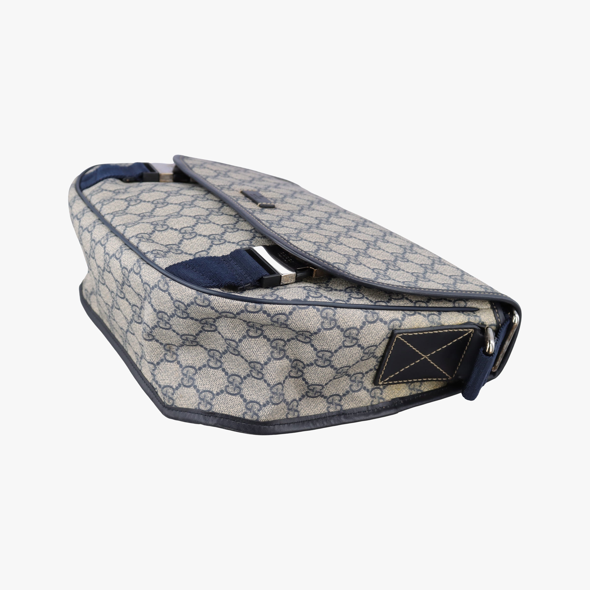 Vintage Gucci GG Plus Messenger beige×navy PVC coated canvas×Leather 201732 shoulderbag | stylenewstar
