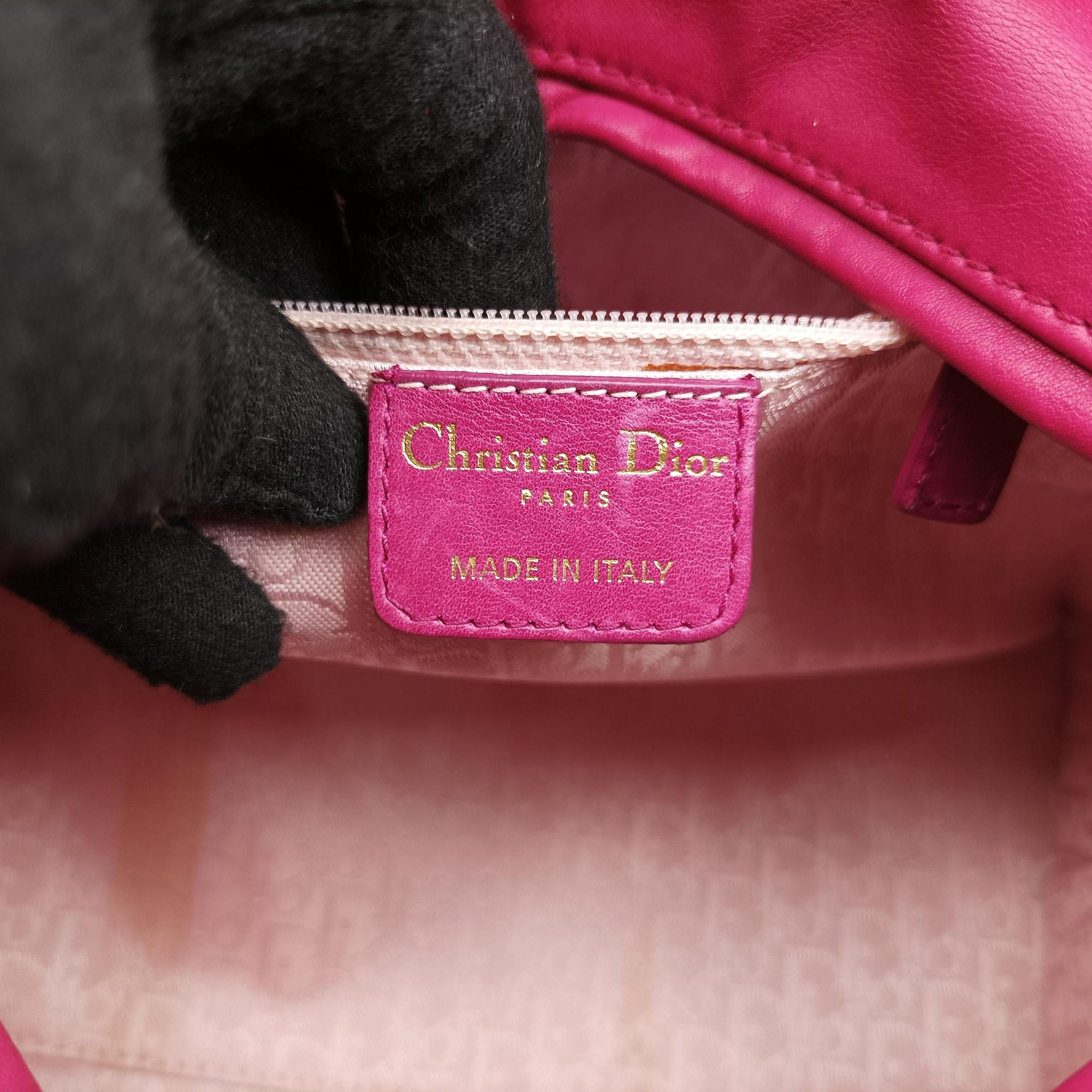 Pre-owned Christian Dior Lady Dior Rose leather  shoulderbag | stylenewstar