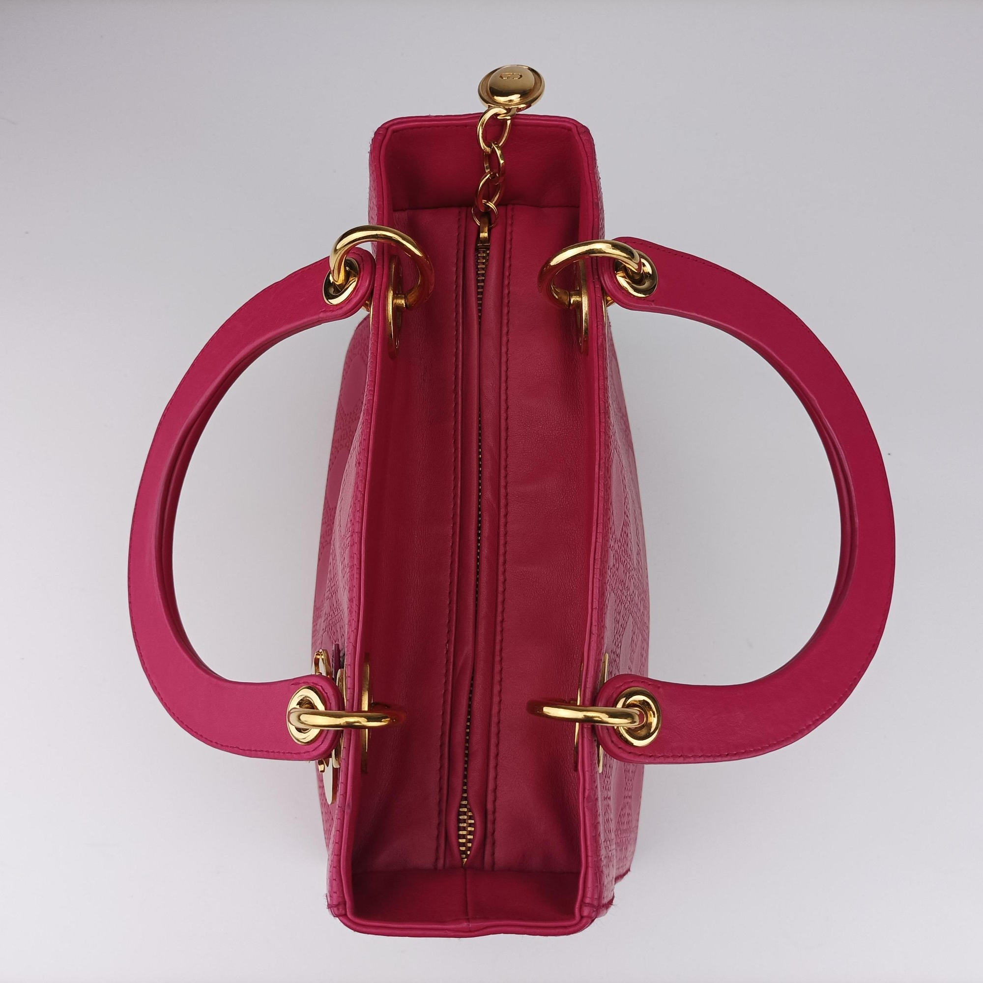Pre-owned Christian Dior Lady Dior Rose leather  shoulderbag | stylenewstar
