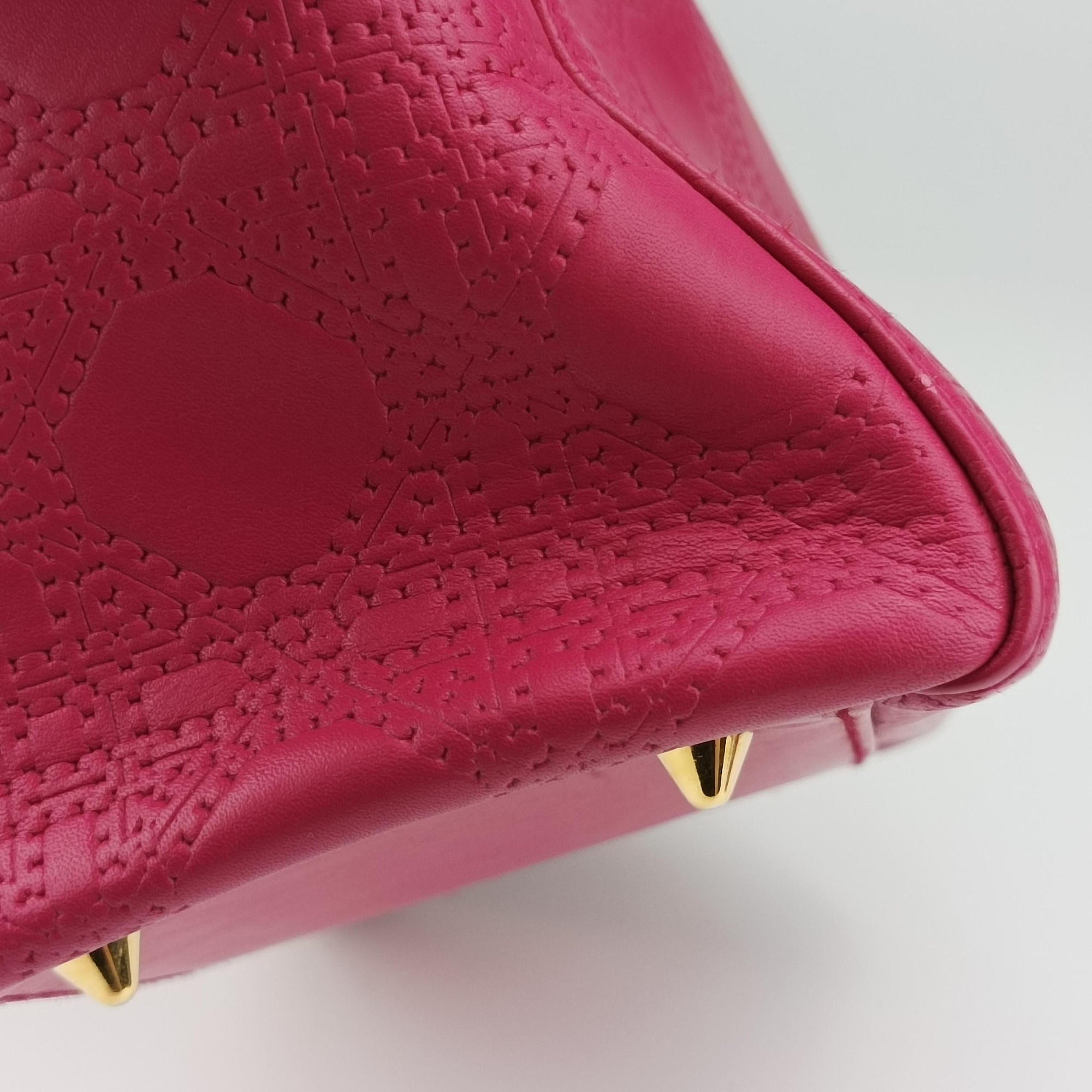 Pre-owned Christian Dior Lady Dior Rose leather  shoulderbag | stylenewstar