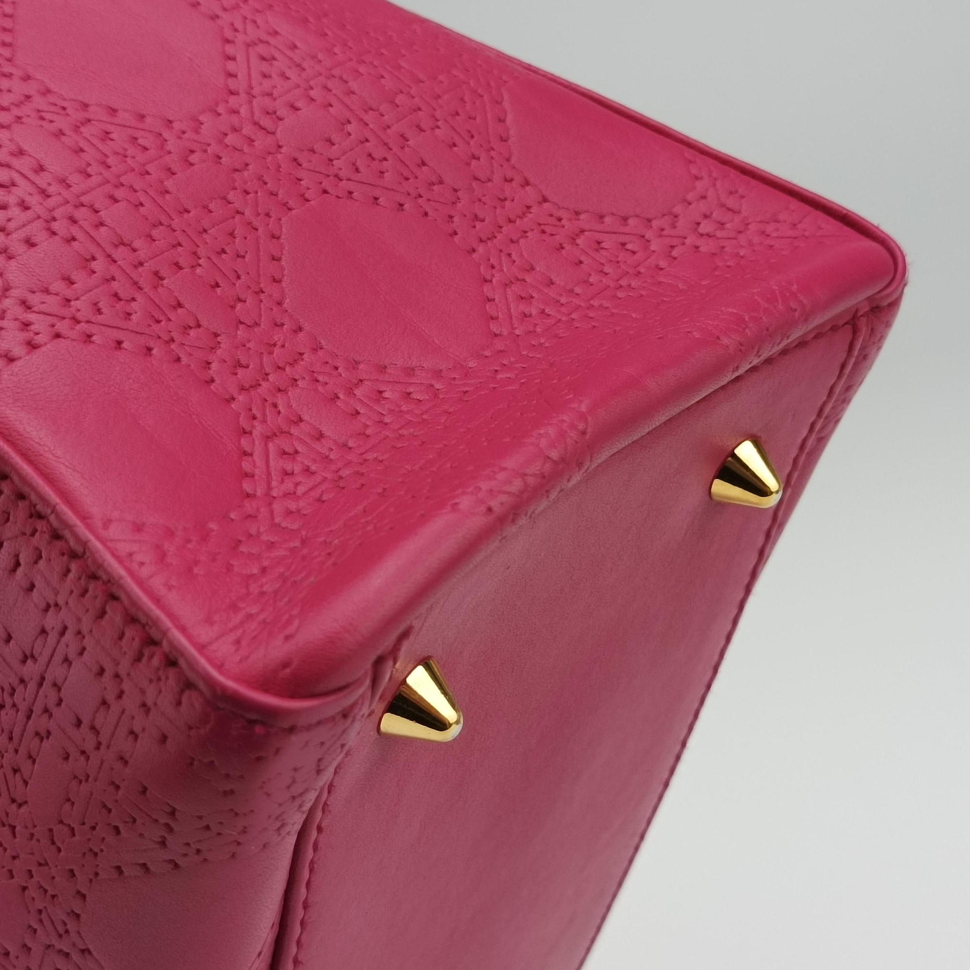 Pre-owned Christian Dior Lady Dior Rose leather  shoulderbag | stylenewstar