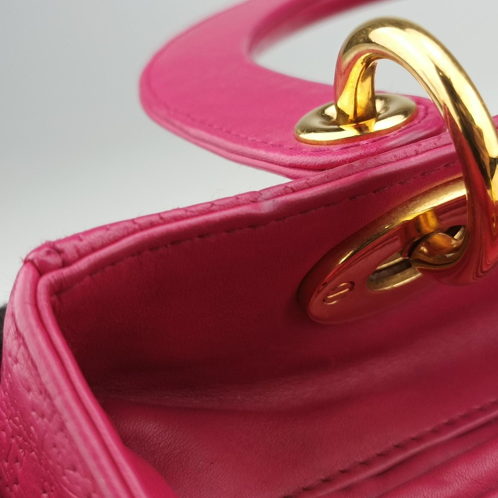 Pre-owned Christian Dior Lady Dior Rose leather  shoulderbag | stylenewstar