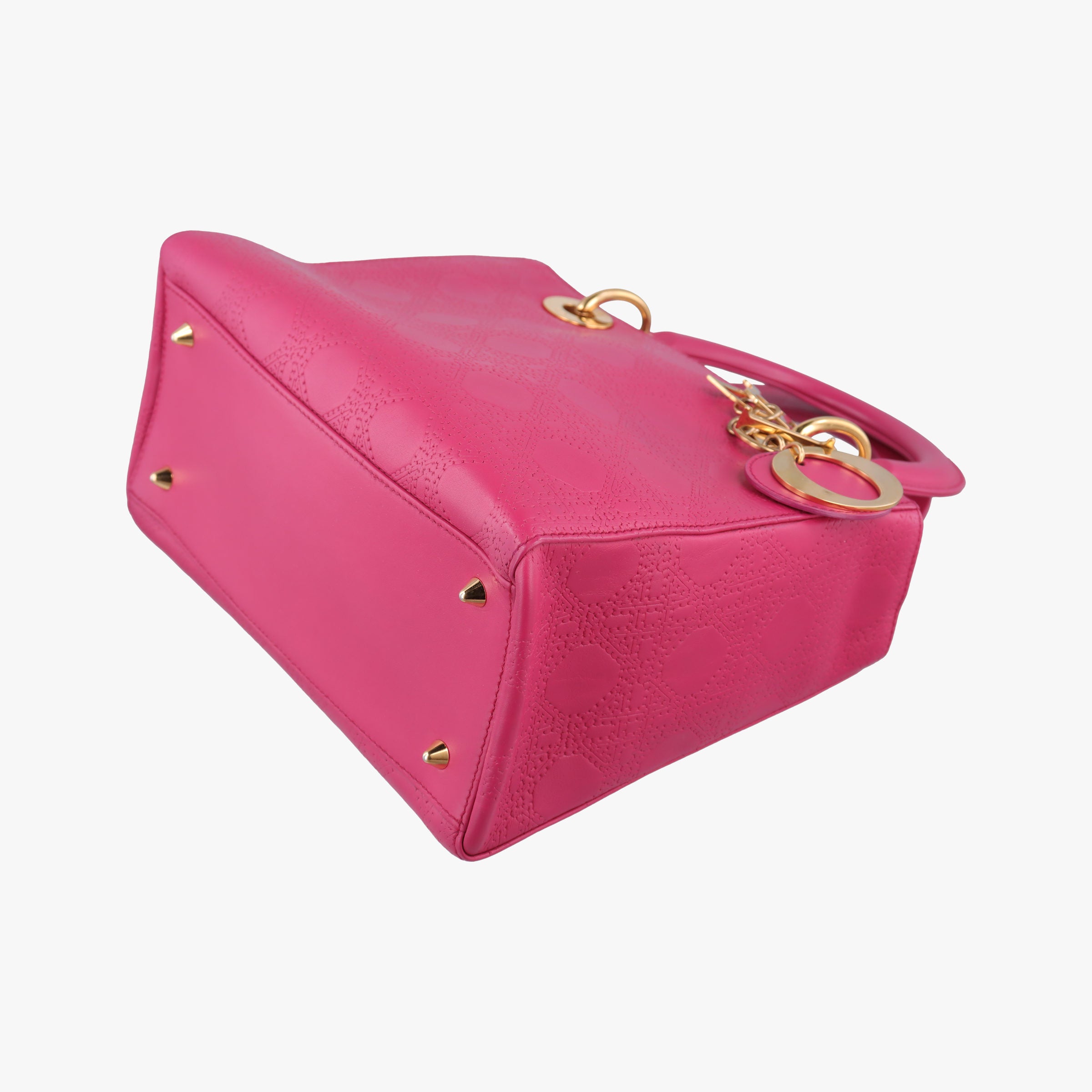 Pre-owned Christian Dior Lady Dior Rose leather  shoulderbag | stylenewstar
