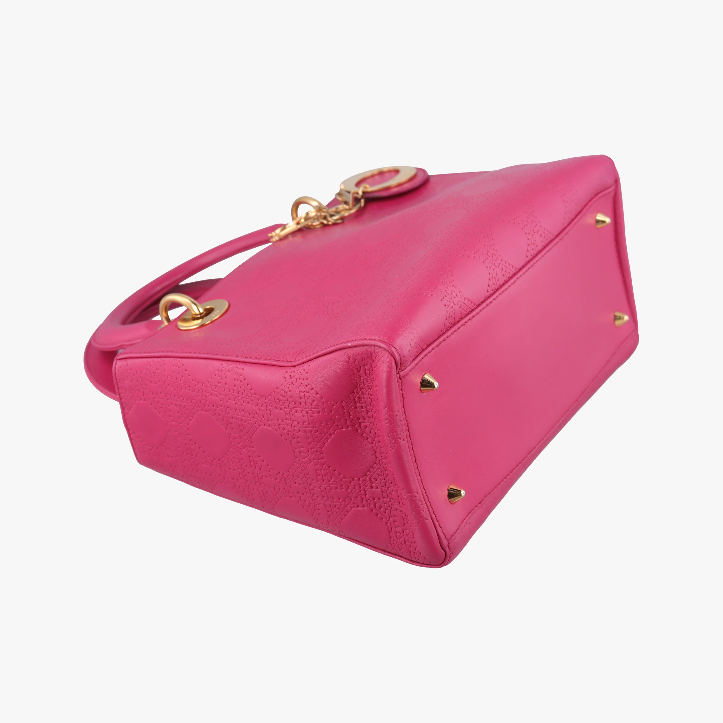 Pre-owned Christian Dior Lady Dior Rose leather  shoulderbag | stylenewstar