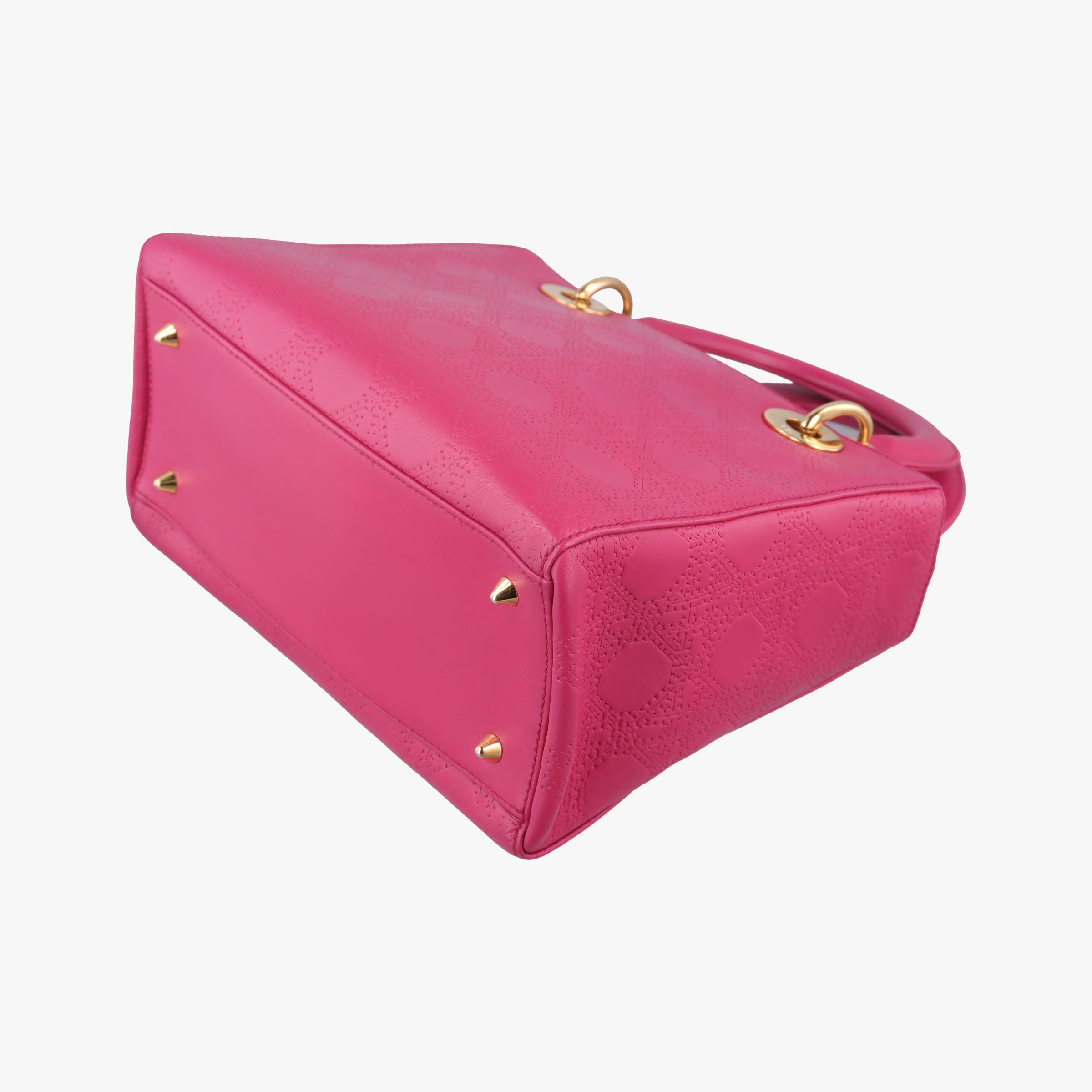 Pre-owned Christian Dior Lady Dior Rose leather  shoulderbag | stylenewstar