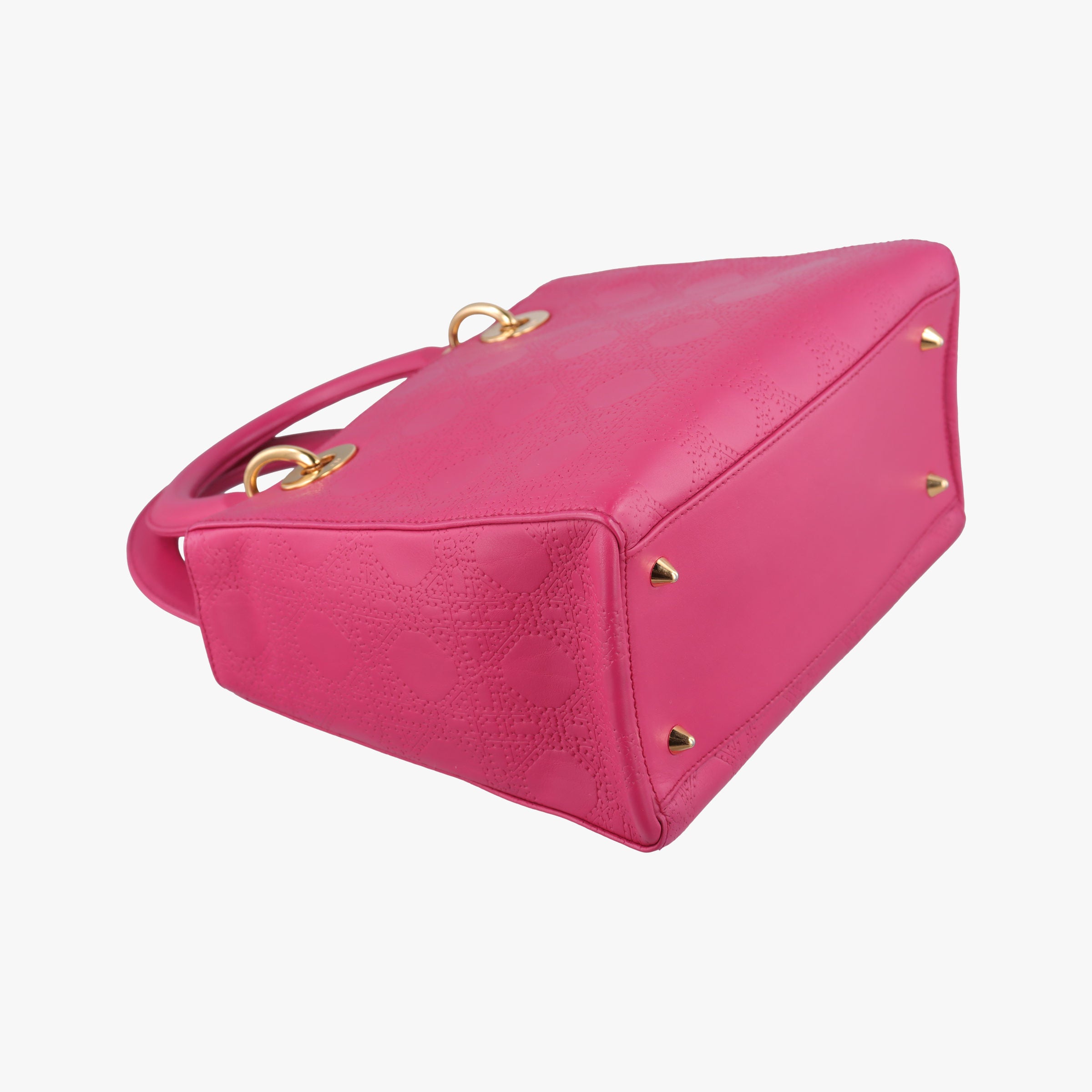 Pre-owned Christian Dior Lady Dior Rose leather  shoulderbag | stylenewstar