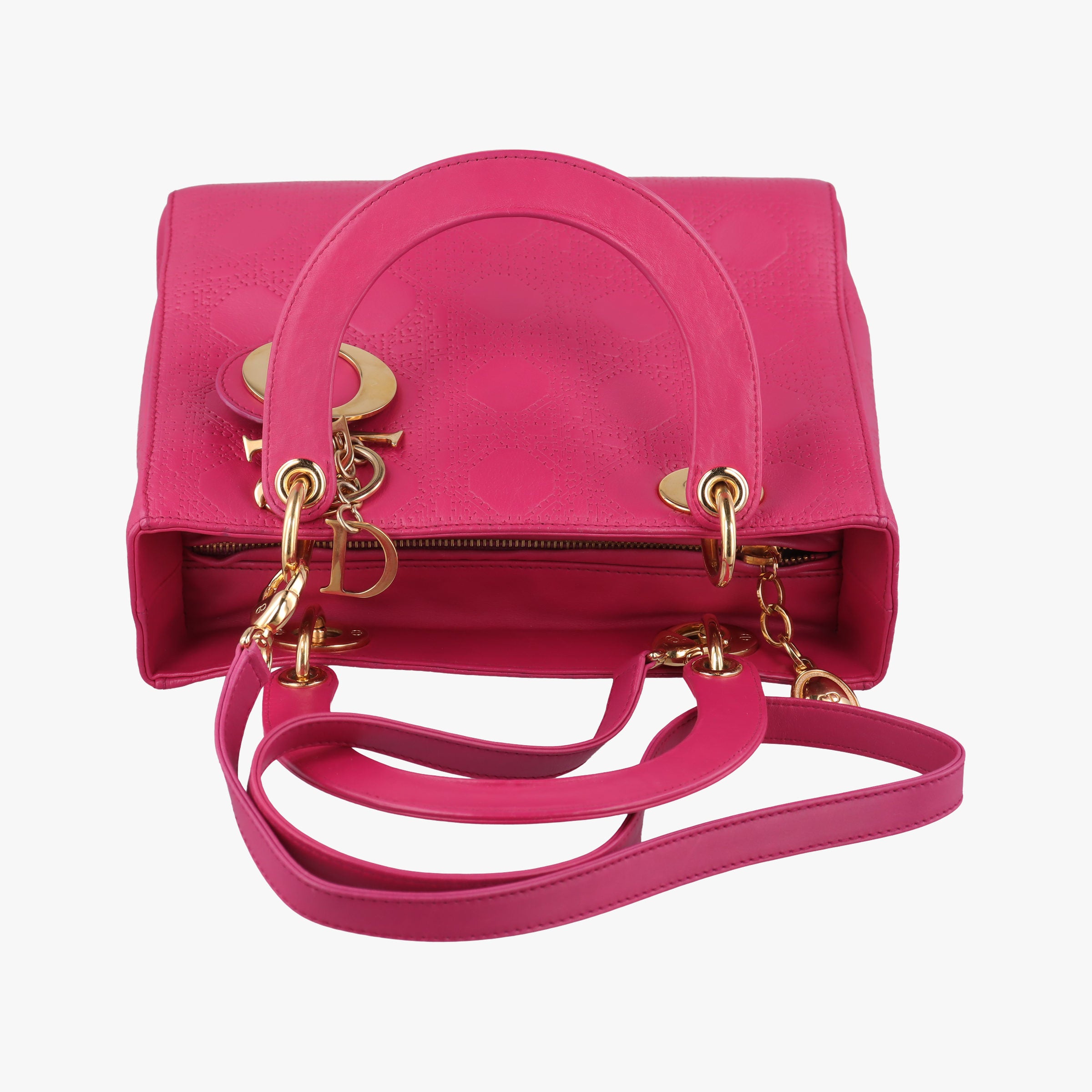 Pre-owned Christian Dior Lady Dior Rose leather  shoulderbag | stylenewstar
