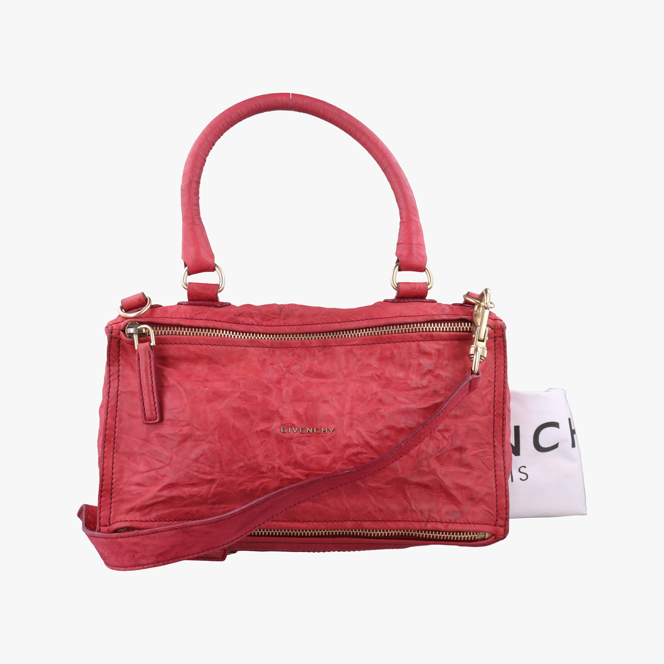 Pre-owned Givenchy Pandora Red Leather  shoulderbag | stylenewstar