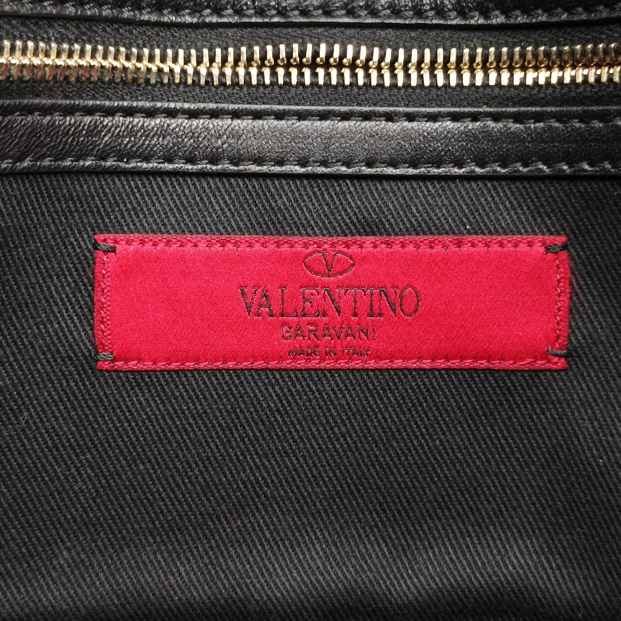 Pre-owned Valentino Rockstud Glam Lock Black Leather  shoulderbag | stylenewstar