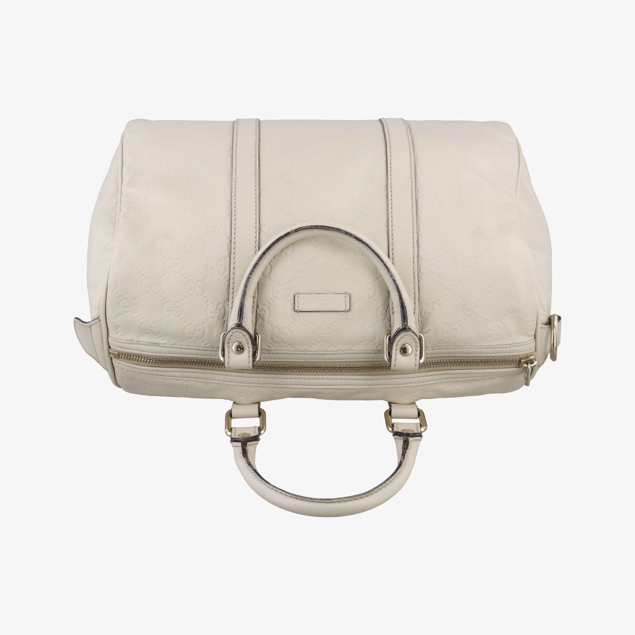 Pre-owned Gucci GG plus Spring Joy GG Supreme White Leather 193603 handbag | stylenewstar