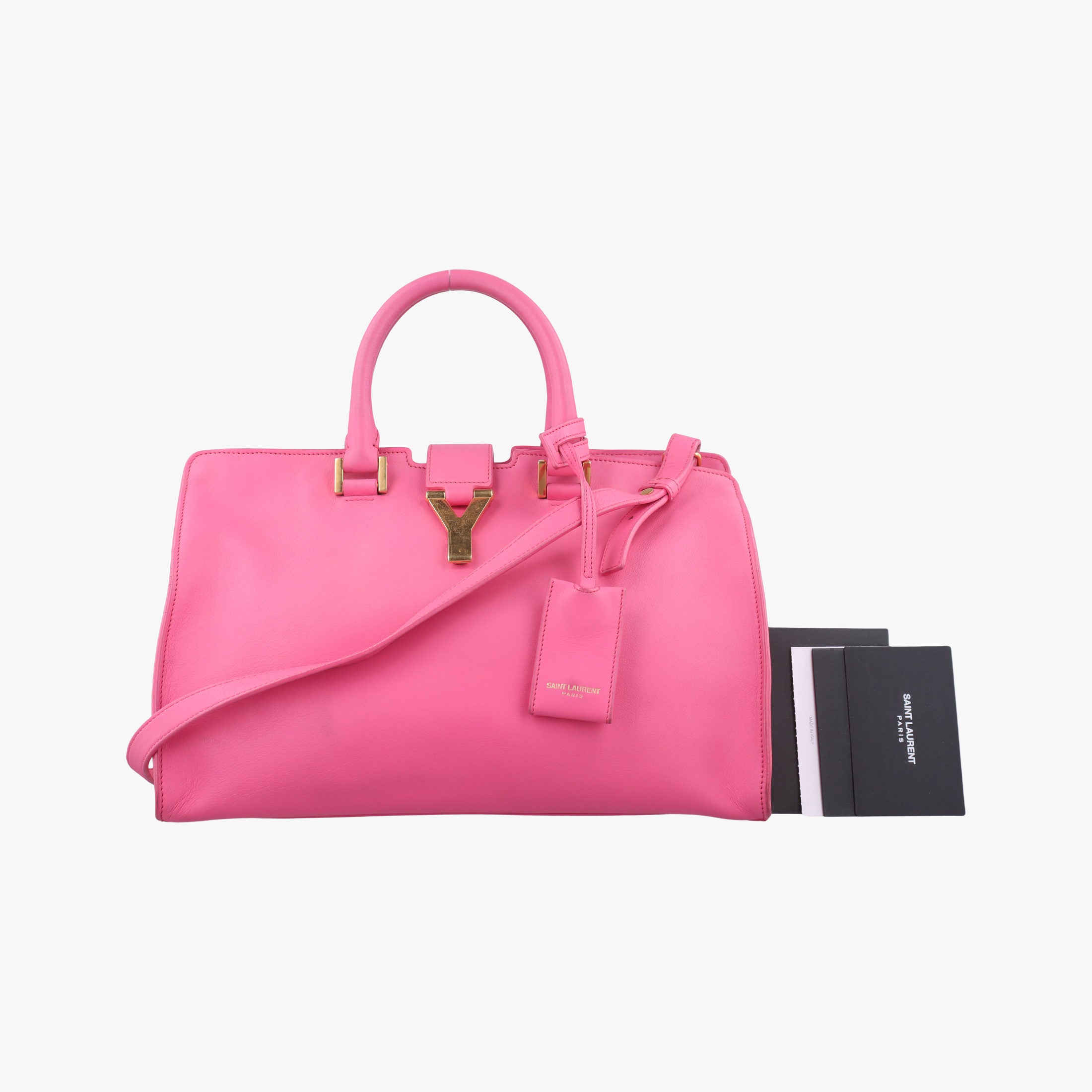 Pre-owned Yves Saint Laurent Y Ligne Petit Cabas Pink Leather 311210 shoulderbag | stylenewstar