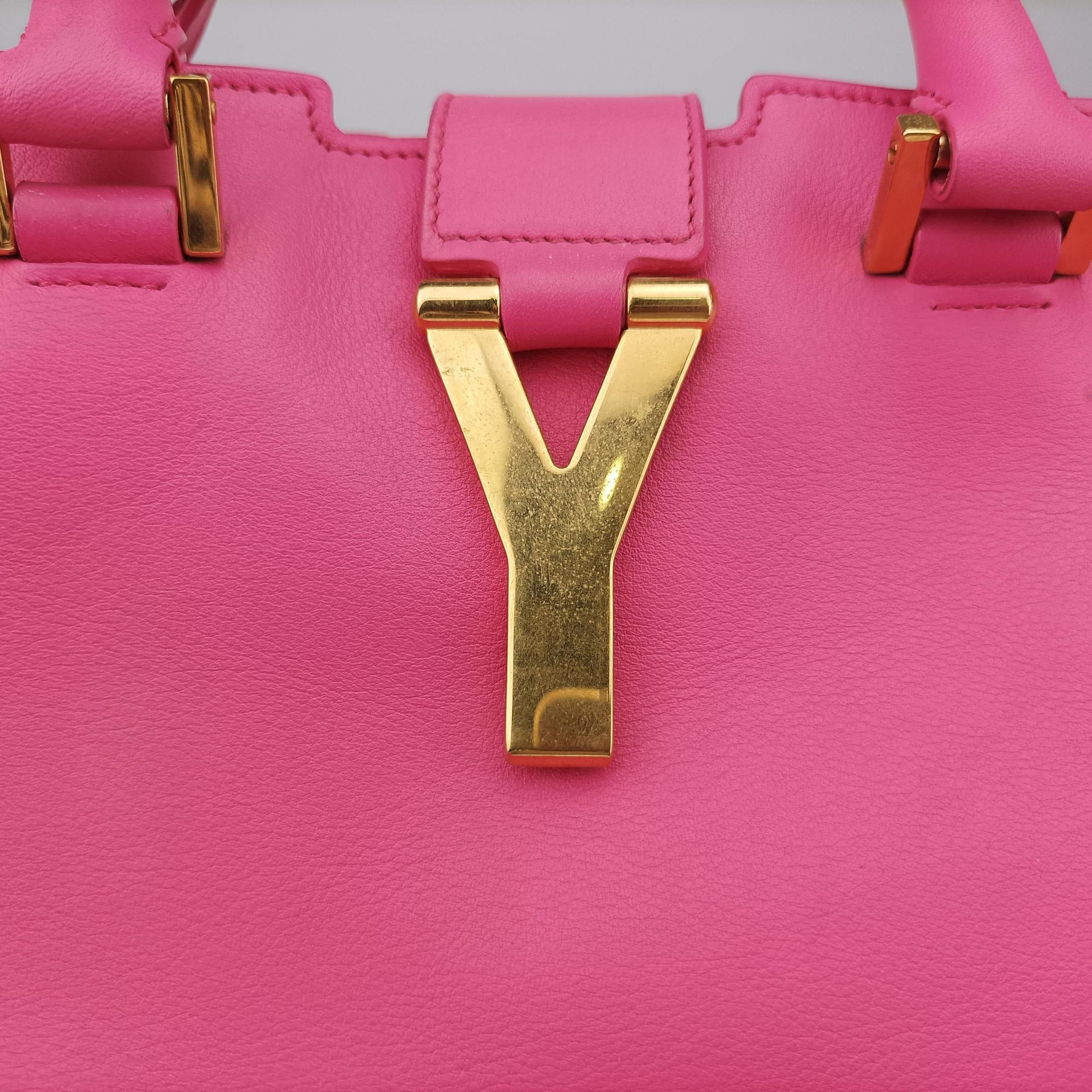 Pre-owned Yves Saint Laurent Y Ligne Petit Cabas Pink Leather 311210 shoulderbag | stylenewstar