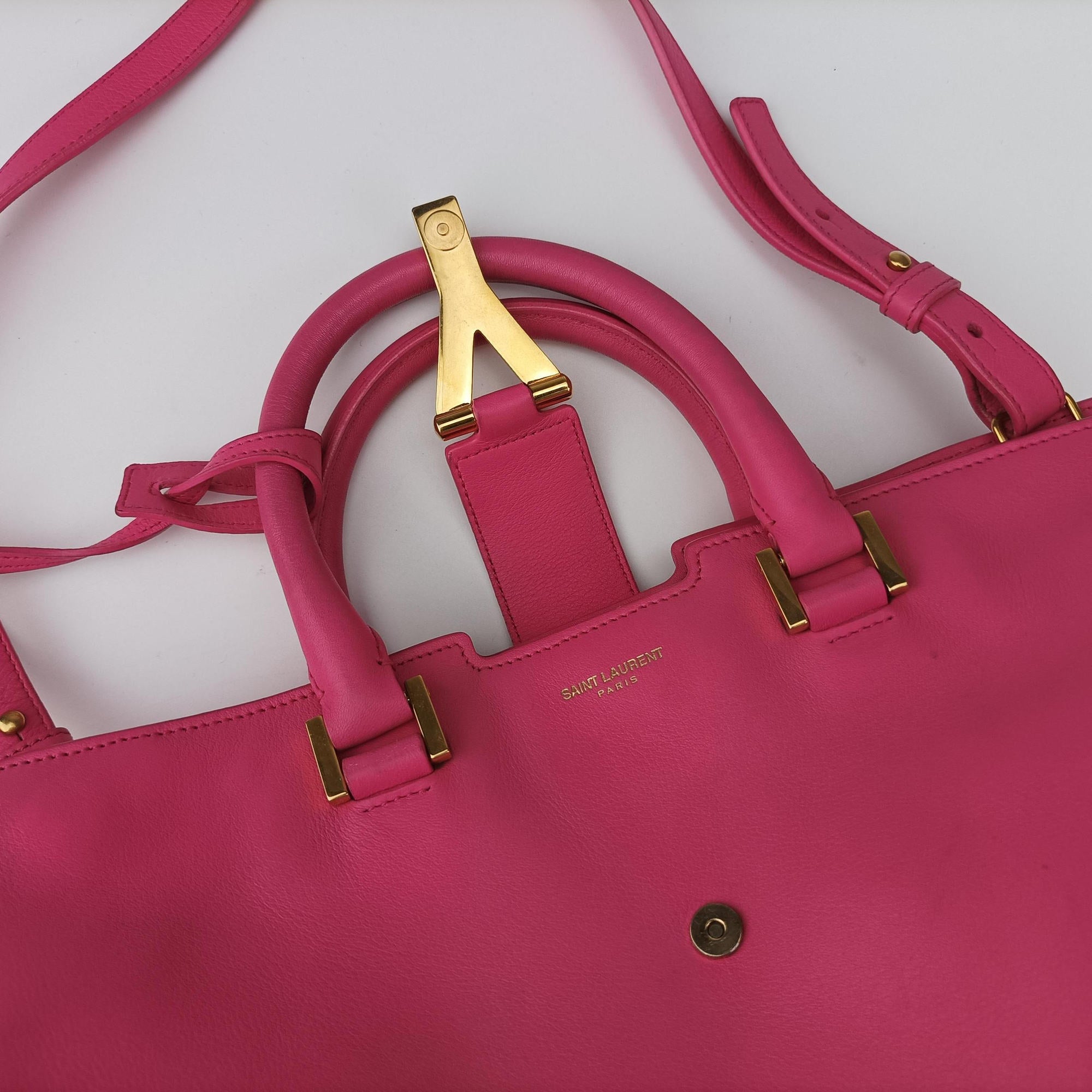 Pre-owned Yves Saint Laurent Y Ligne Petit Cabas Pink Leather 311210 shoulderbag | stylenewstar