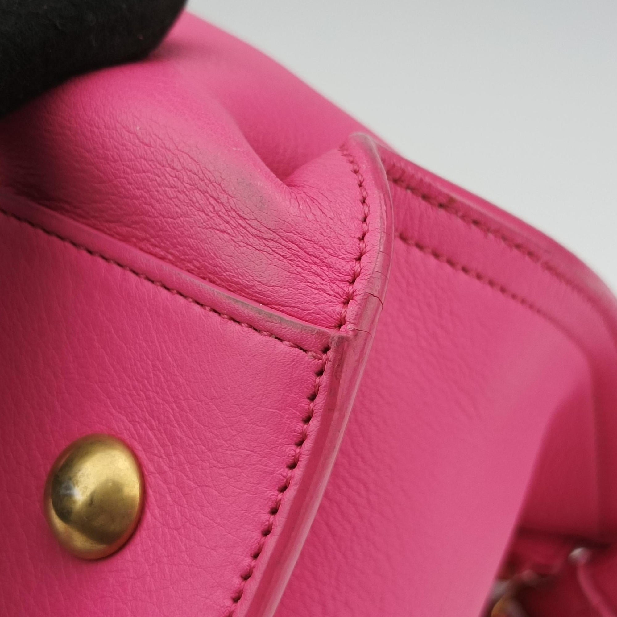 Pre-owned Yves Saint Laurent Y Ligne Petit Cabas Pink Leather 311210 shoulderbag | stylenewstar