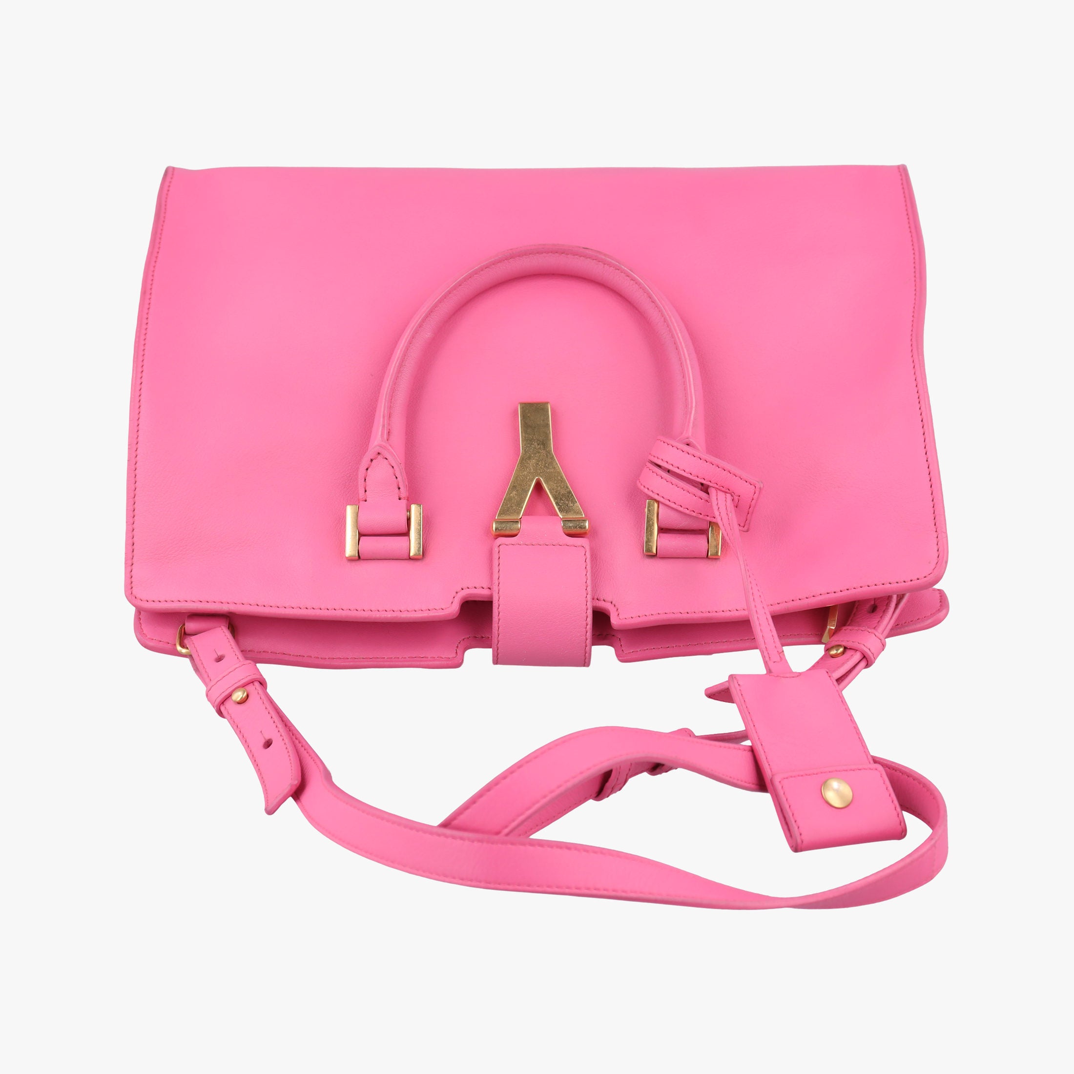 Pre-owned Yves Saint Laurent Y Ligne Petit Cabas Pink Leather 311210 shoulderbag | stylenewstar