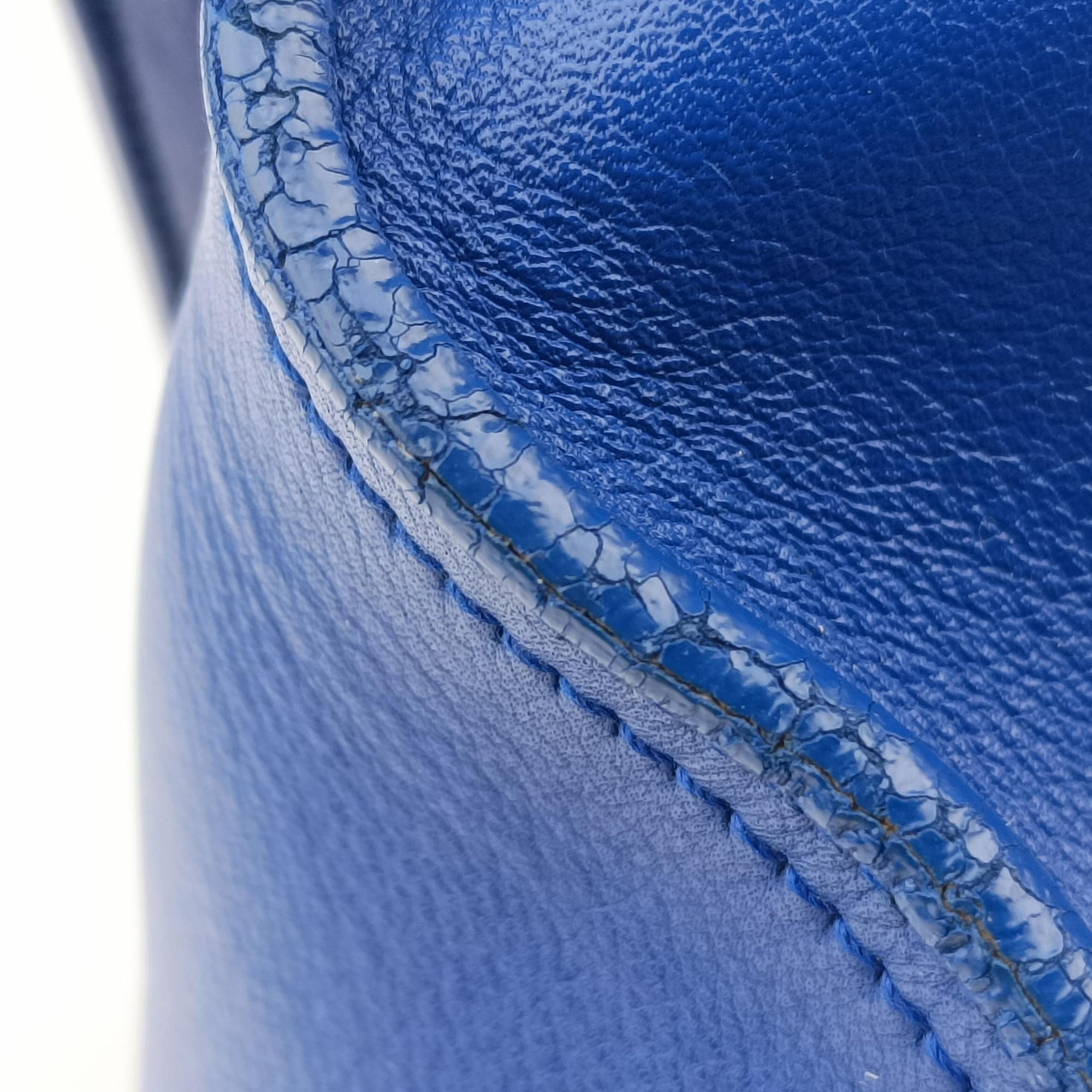 Pre-owned Yves Saint Laurent Y Ligne Petit Cabas Blue Leather 311210 shoulderbag | stylenewstar