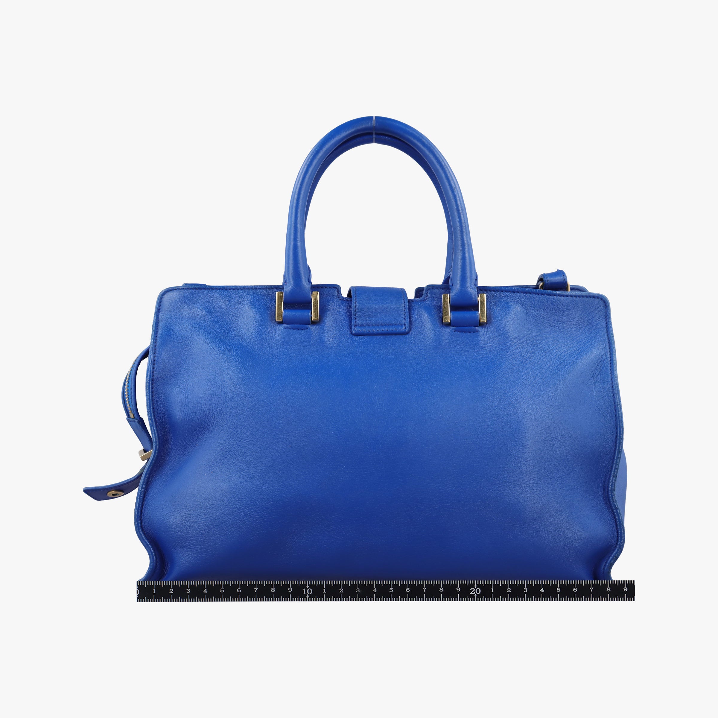 Pre-owned Yves Saint Laurent Y Ligne Petit Cabas Blue Leather 311210 shoulderbag | stylenewstar