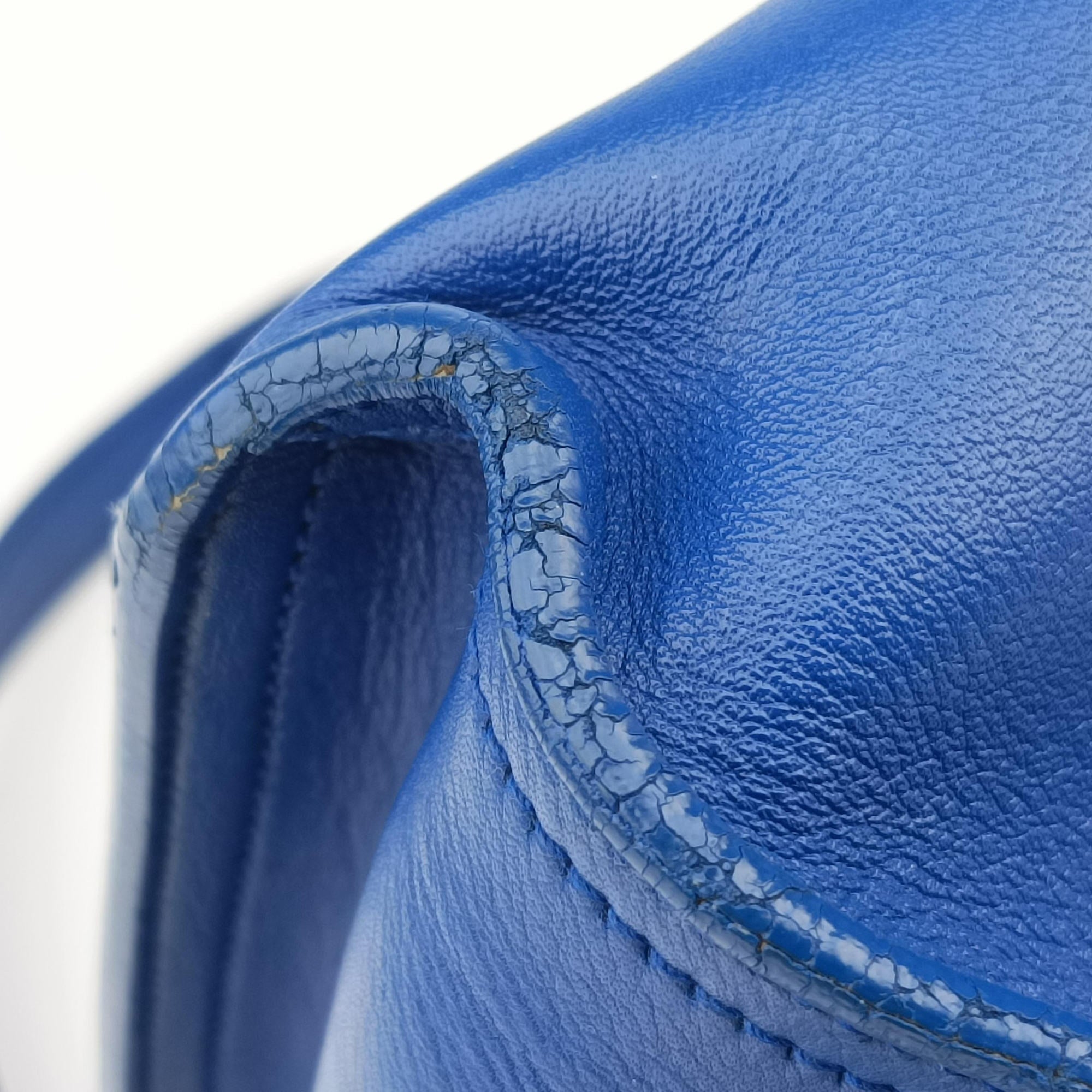 Pre-owned Yves Saint Laurent Y Ligne Petit Cabas Blue Leather 311210 shoulderbag | stylenewstar