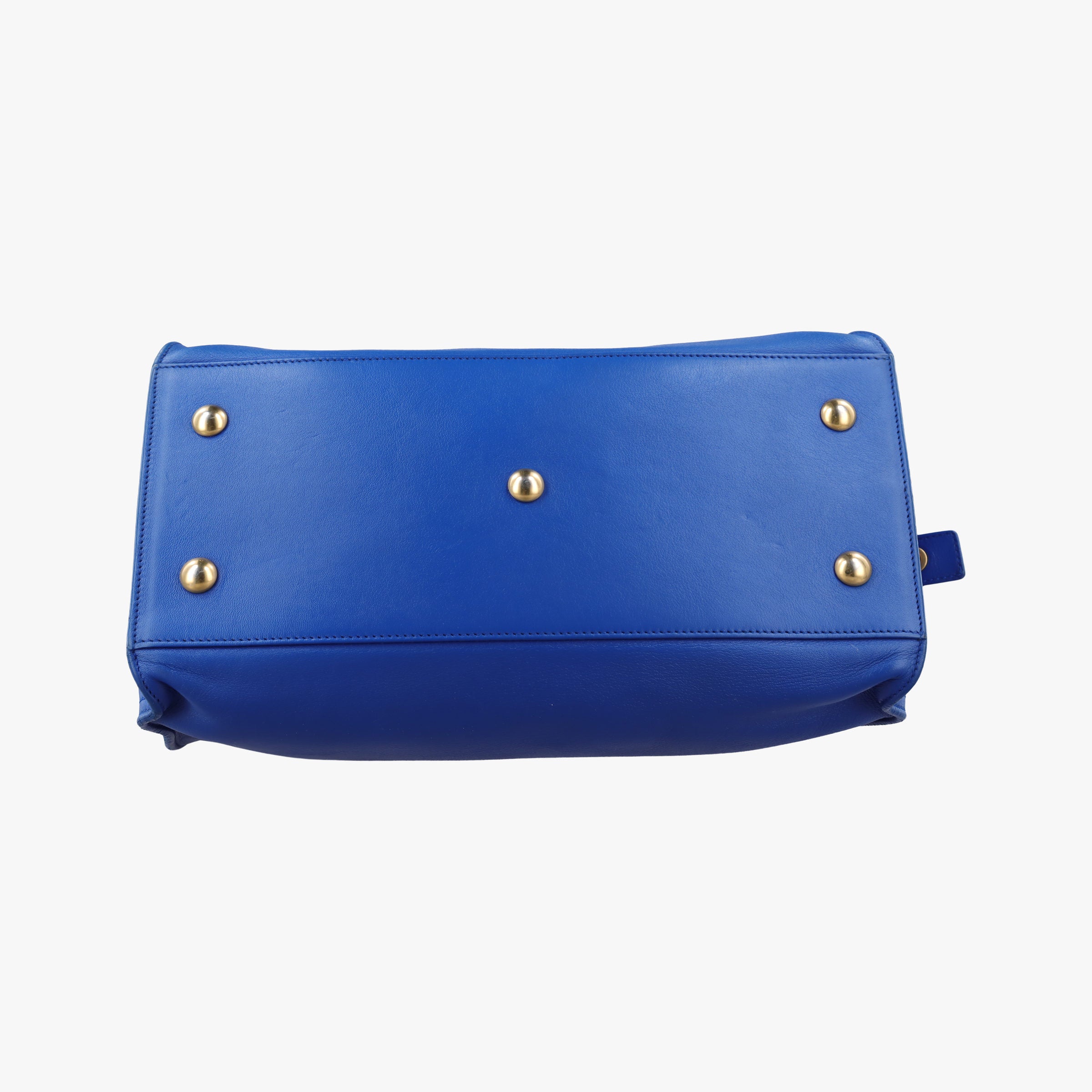 Pre-owned Yves Saint Laurent Y Ligne Petit Cabas Blue Leather 311210 shoulderbag | stylenewstar