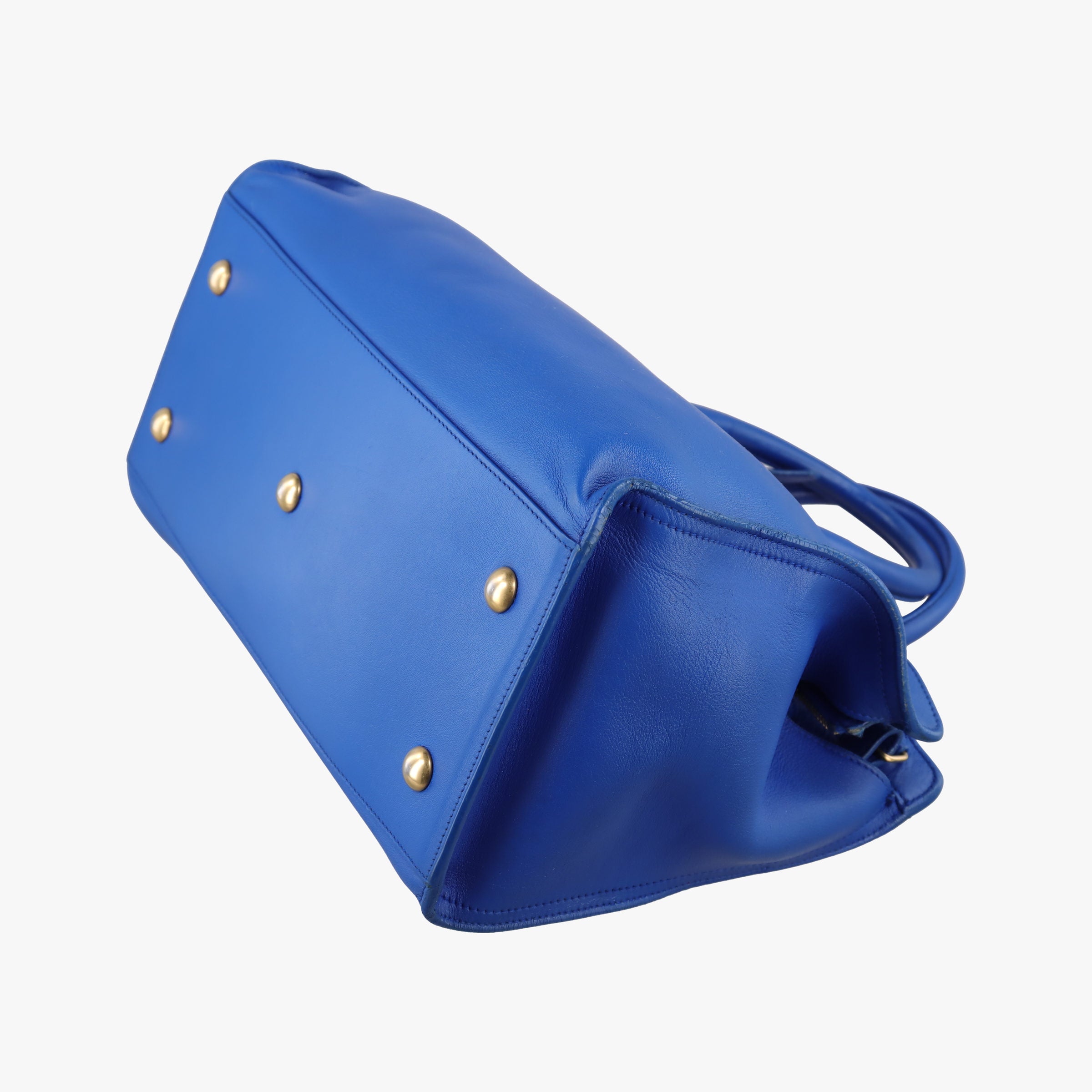 Pre-owned Yves Saint Laurent Y Ligne Petit Cabas Blue Leather 311210 shoulderbag | stylenewstar