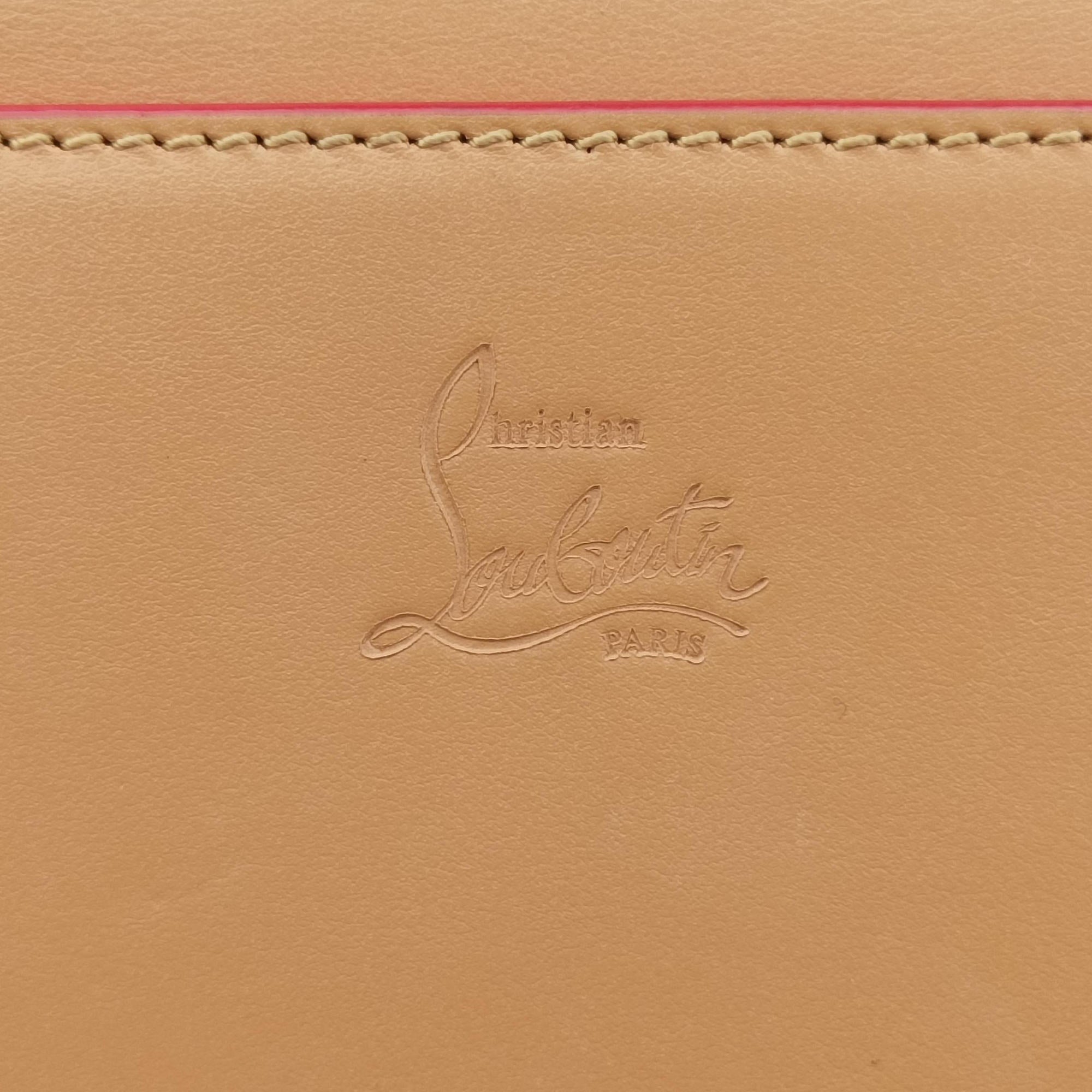 Pre-owned Christian Louboutin Night Tudor Spikes Small Sweet Charity Camel Leather  shoulderbag | stylenewstar