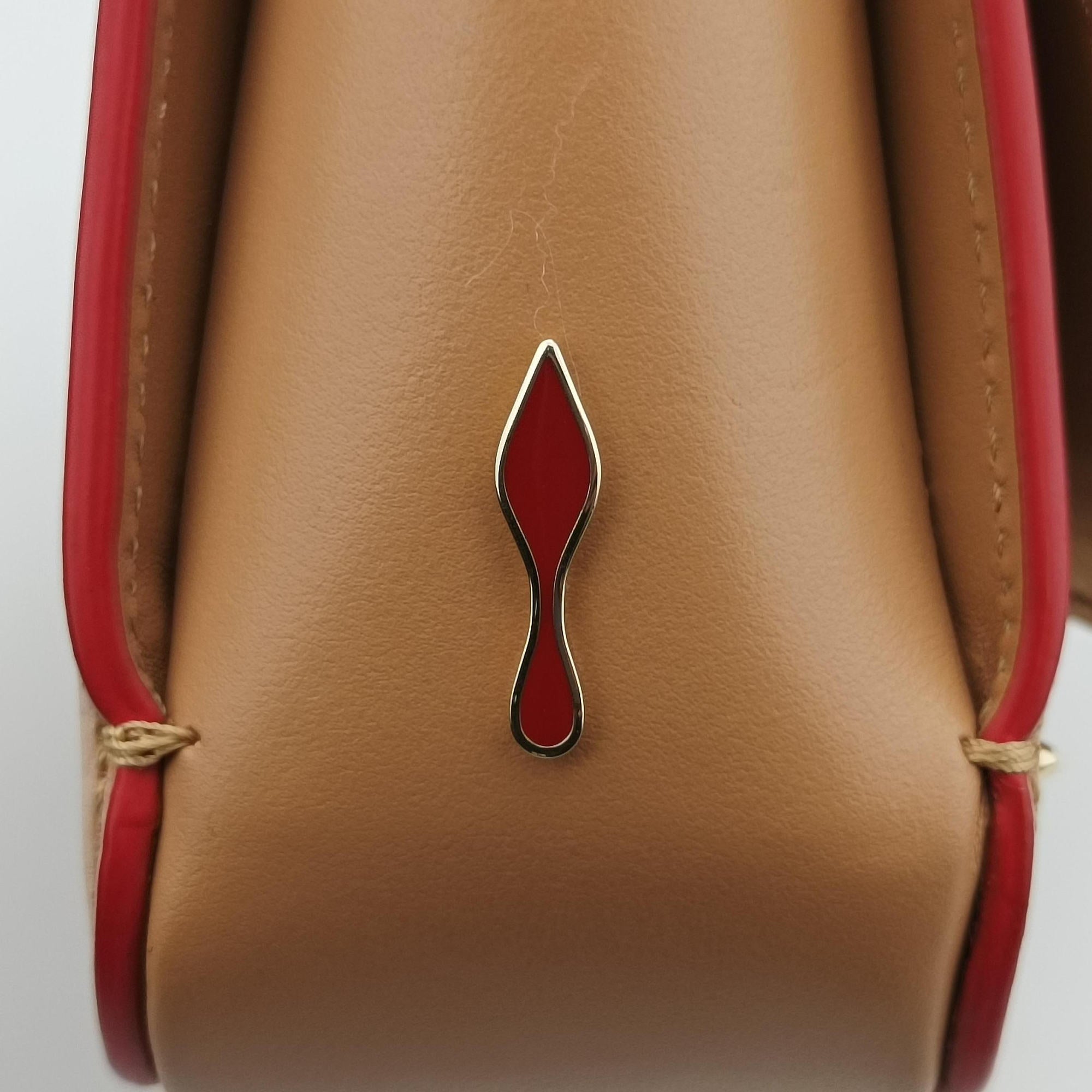 Pre-owned Christian Louboutin Night Tudor Spikes Small Sweet Charity Camel Leather  shoulderbag | stylenewstar