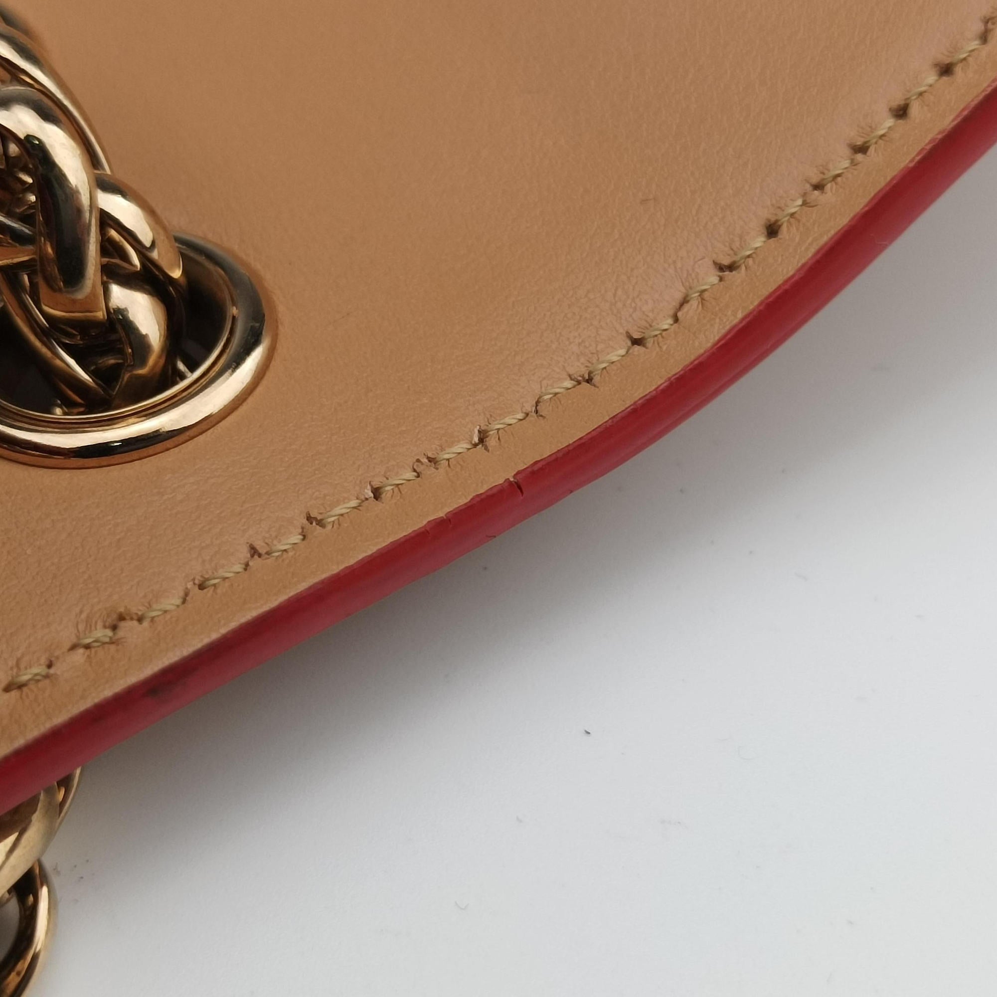 Pre-owned Christian Louboutin Night Tudor Spikes Small Sweet Charity Camel Leather  shoulderbag | stylenewstar