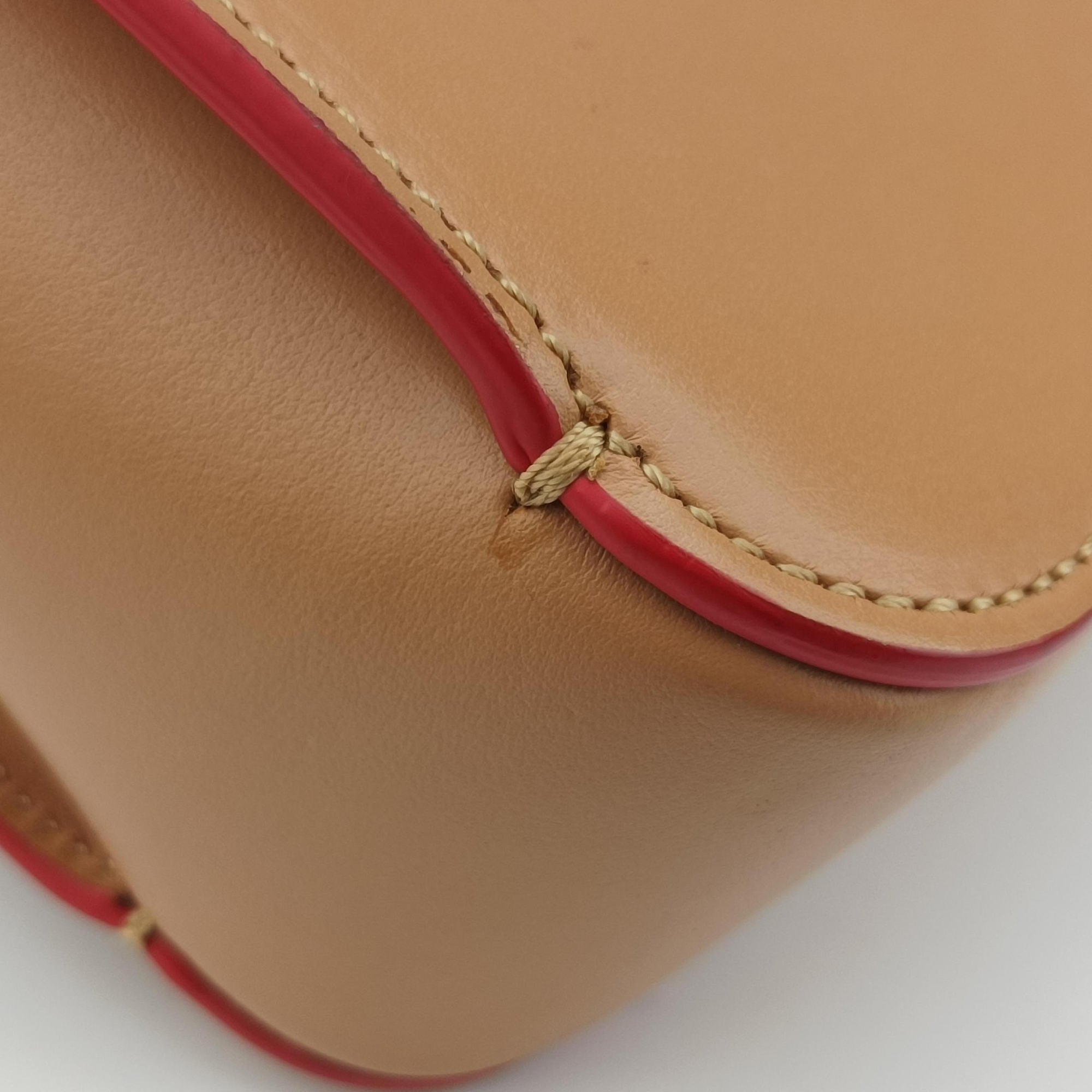Pre-owned Christian Louboutin Night Tudor Spikes Small Sweet Charity Camel Leather  shoulderbag | stylenewstar