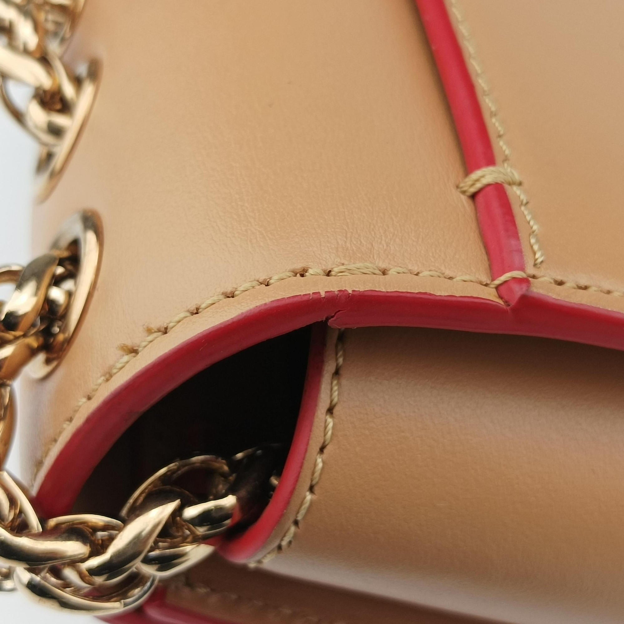 Pre-owned Christian Louboutin Night Tudor Spikes Small Sweet Charity Camel Leather  shoulderbag | stylenewstar