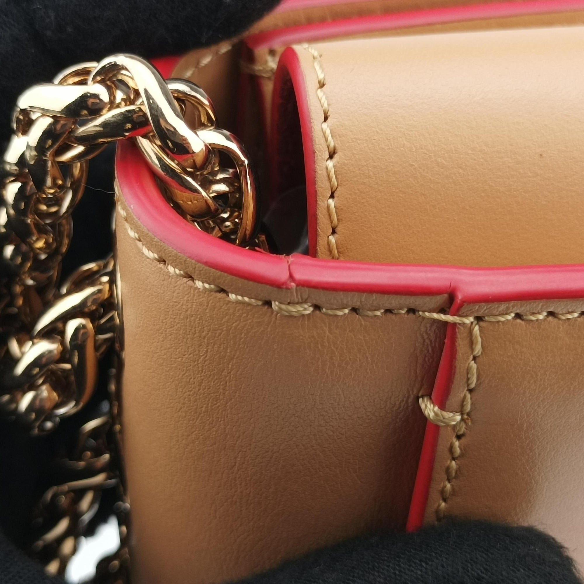 Pre-owned Christian Louboutin Night Tudor Spikes Small Sweet Charity Camel Leather  shoulderbag | stylenewstar