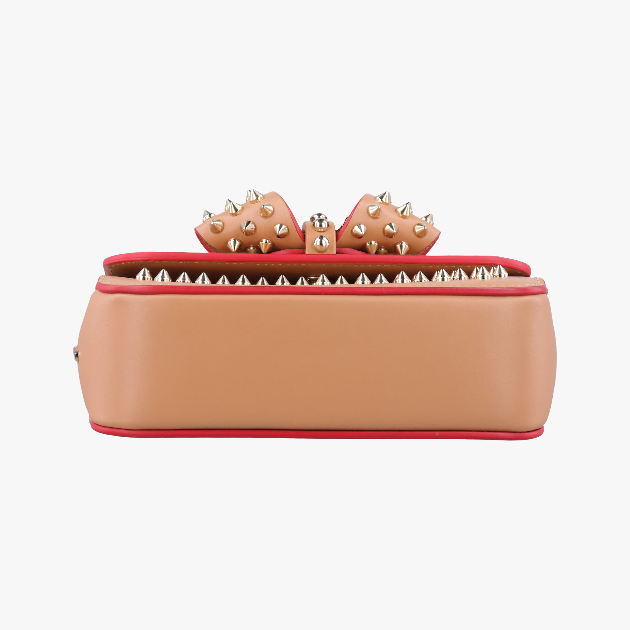 Pre-owned Christian Louboutin Night Tudor Spikes Small Sweet Charity Camel Leather  shoulderbag | stylenewstar