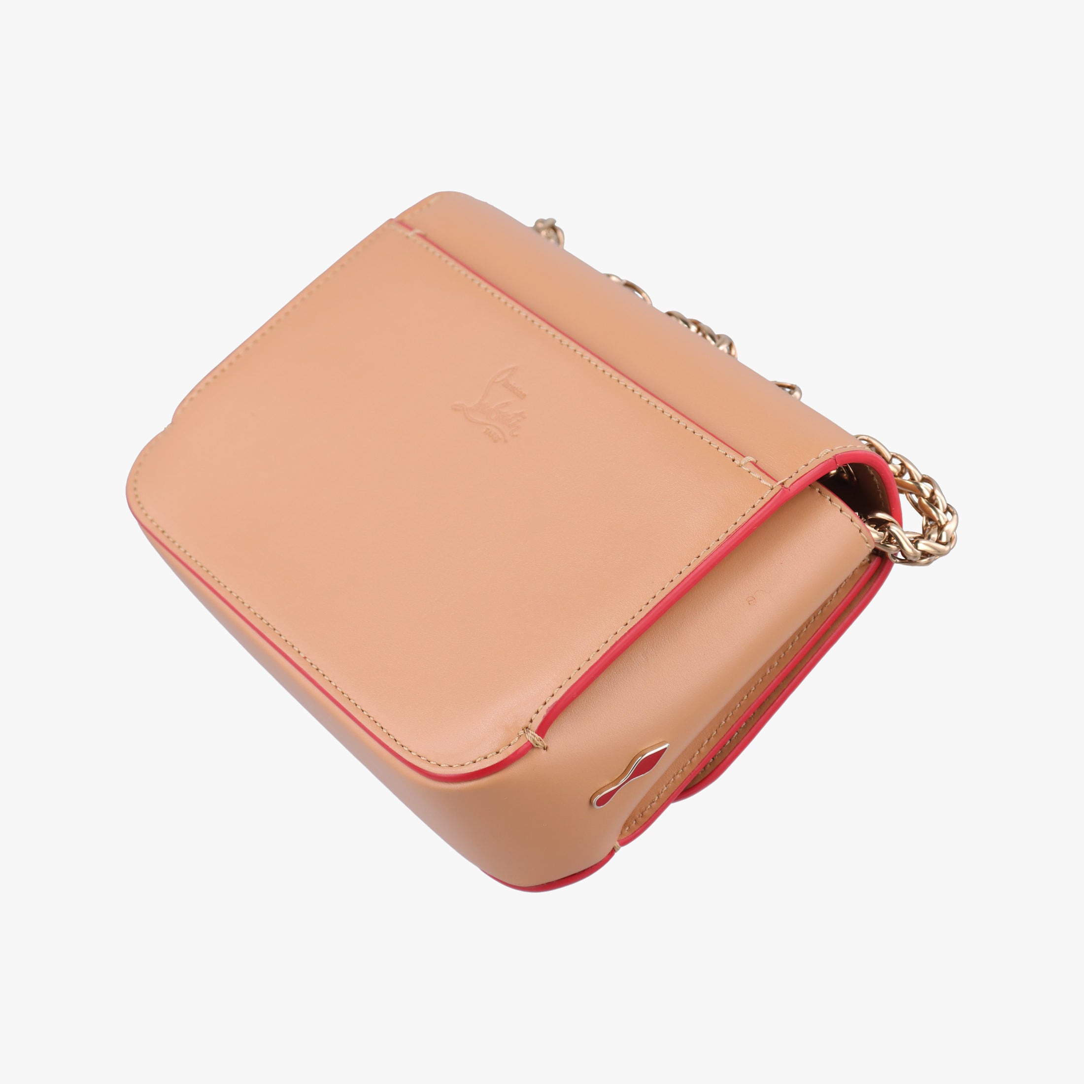 Pre-owned Christian Louboutin Night Tudor Spikes Small Sweet Charity Camel Leather  shoulderbag | stylenewstar
