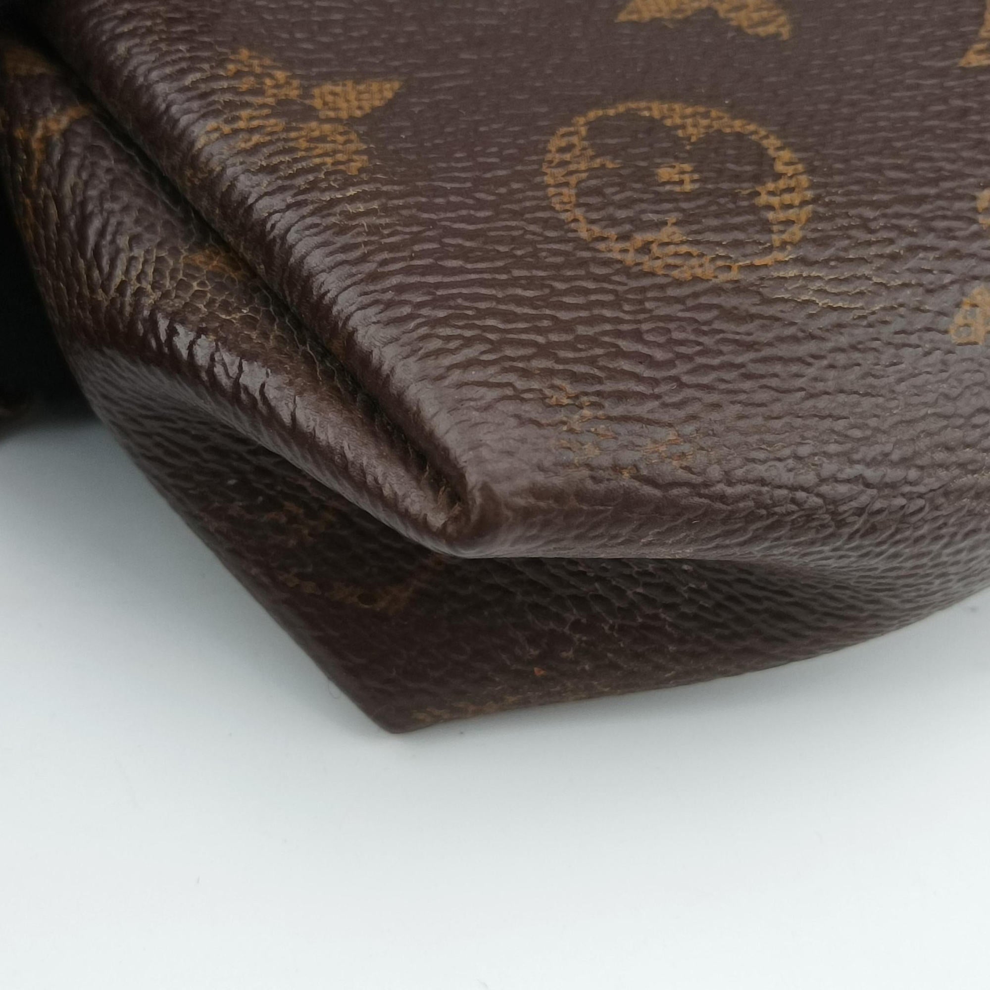 Vintage Louis Vuitton PALLAS Clutch brown×CERISE Monogram Canvas ácalf leather M41638 shoulderbag | stylenewstar
