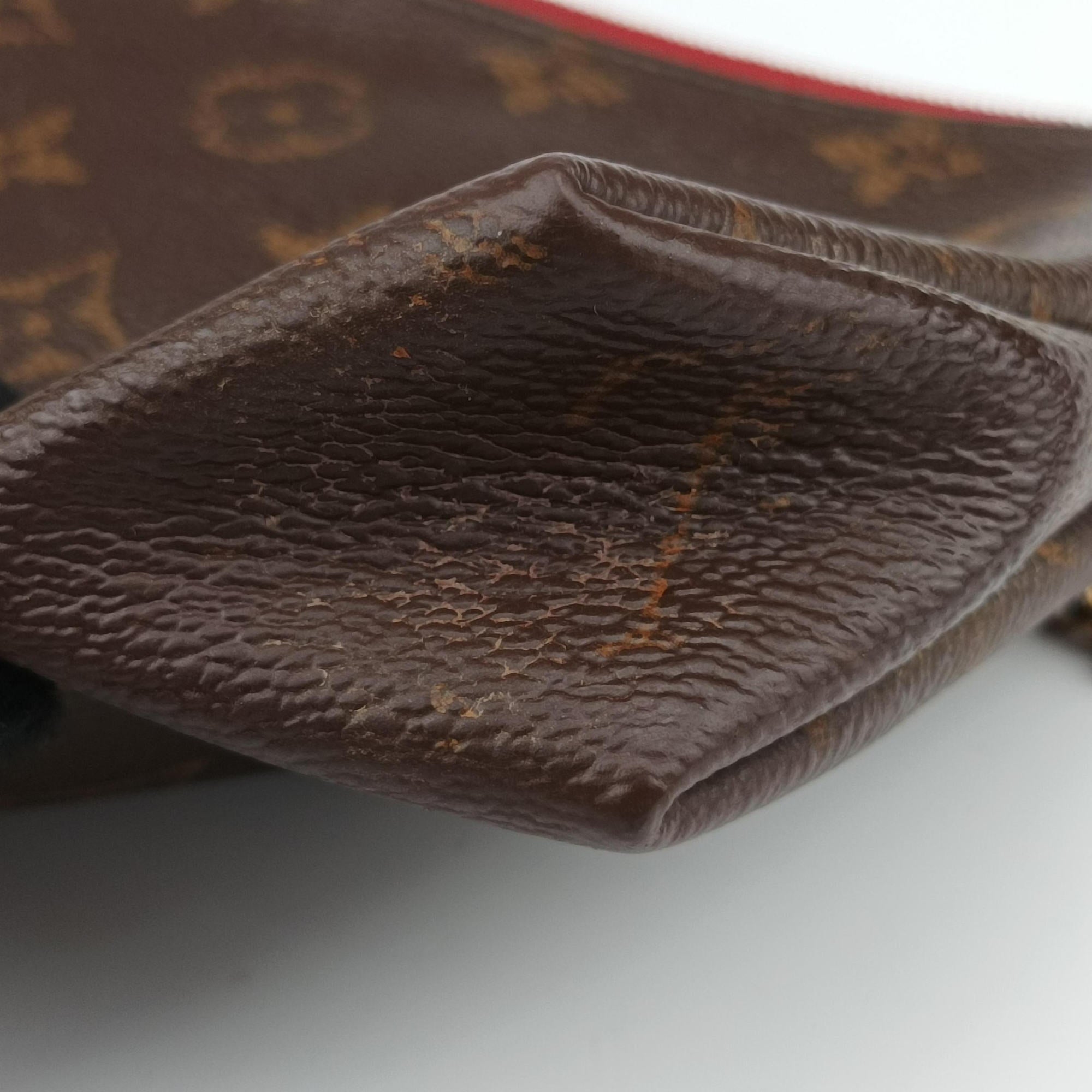Vintage Louis Vuitton PALLAS Clutch brown×CERISE Monogram Canvas ácalf leather M41638 shoulderbag | stylenewstar
