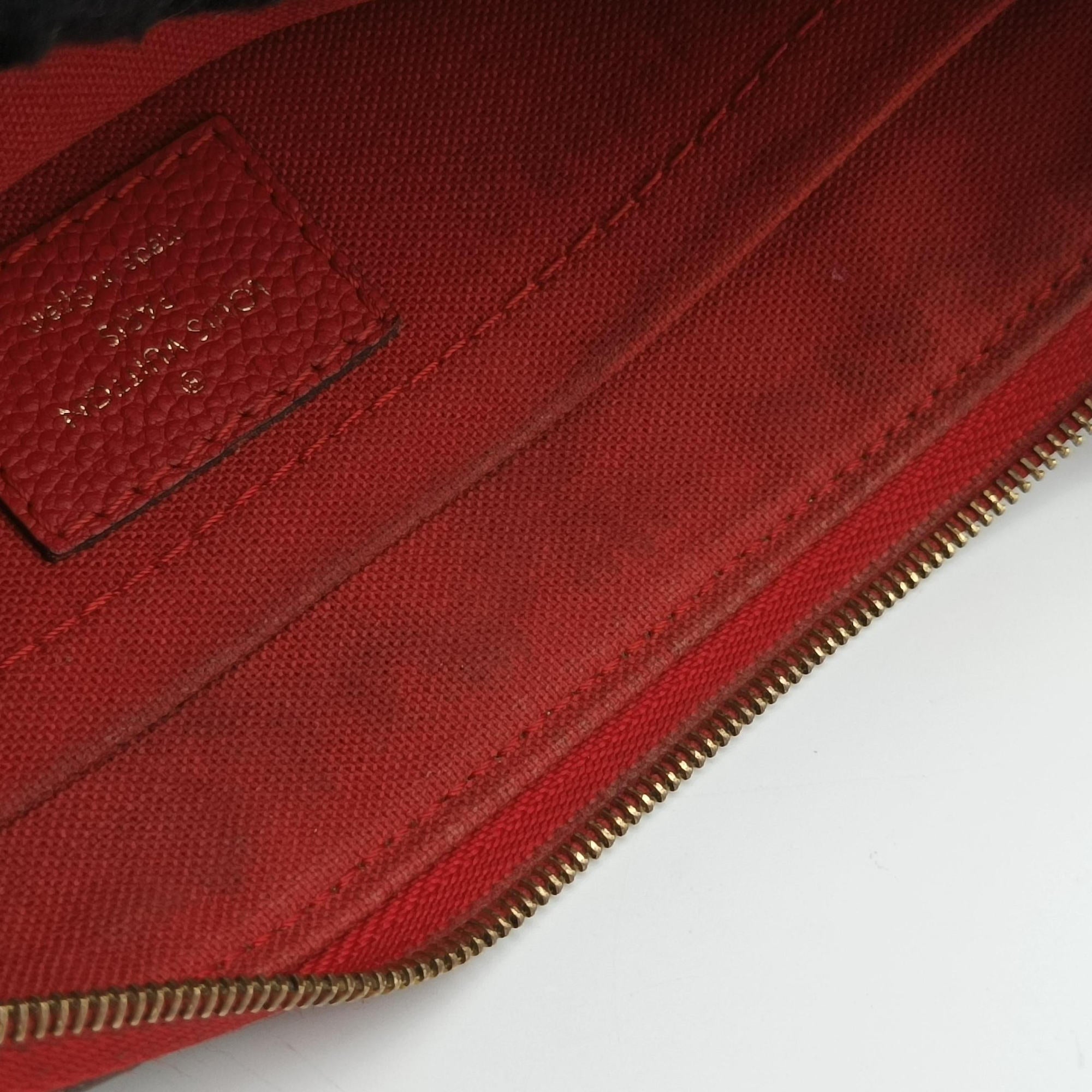 Vintage Louis Vuitton PALLAS Clutch brown×CERISE Monogram Canvas ácalf leather M41638 shoulderbag | stylenewstar