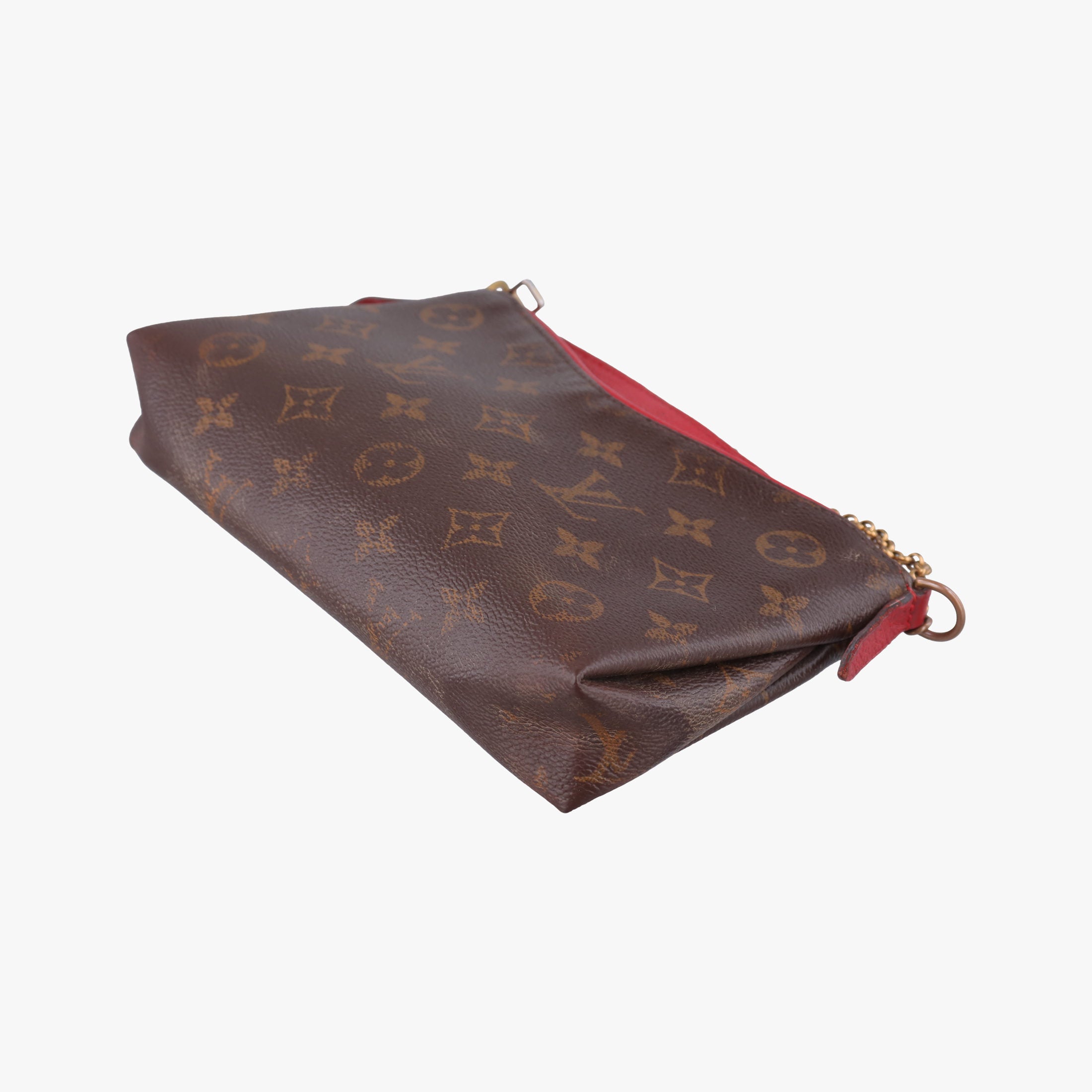 Vintage Louis Vuitton PALLAS Clutch brown×CERISE Monogram Canvas ácalf leather M41638 shoulderbag | stylenewstar