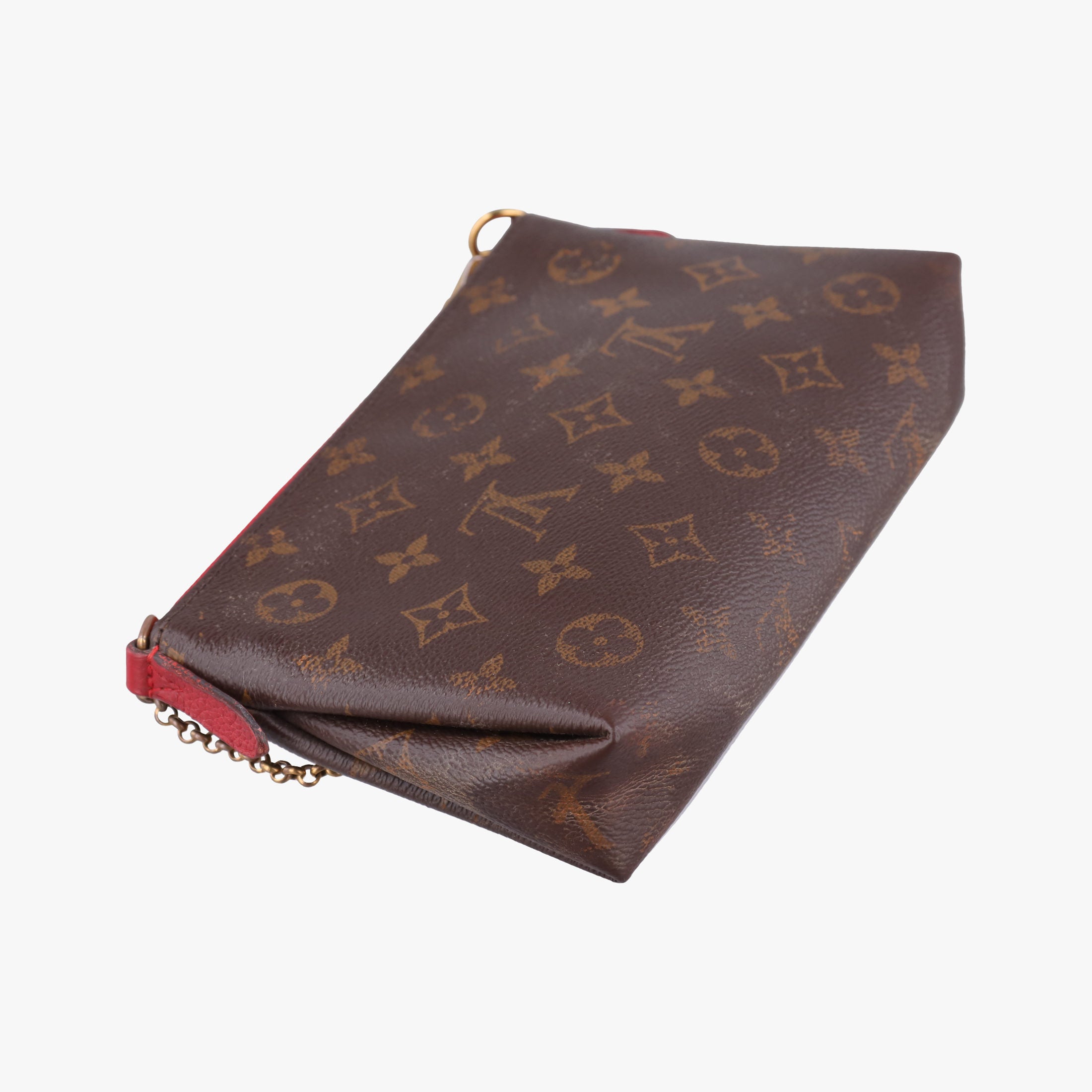 Vintage Louis Vuitton PALLAS Clutch brown×CERISE Monogram Canvas ácalf leather M41638 shoulderbag | stylenewstar