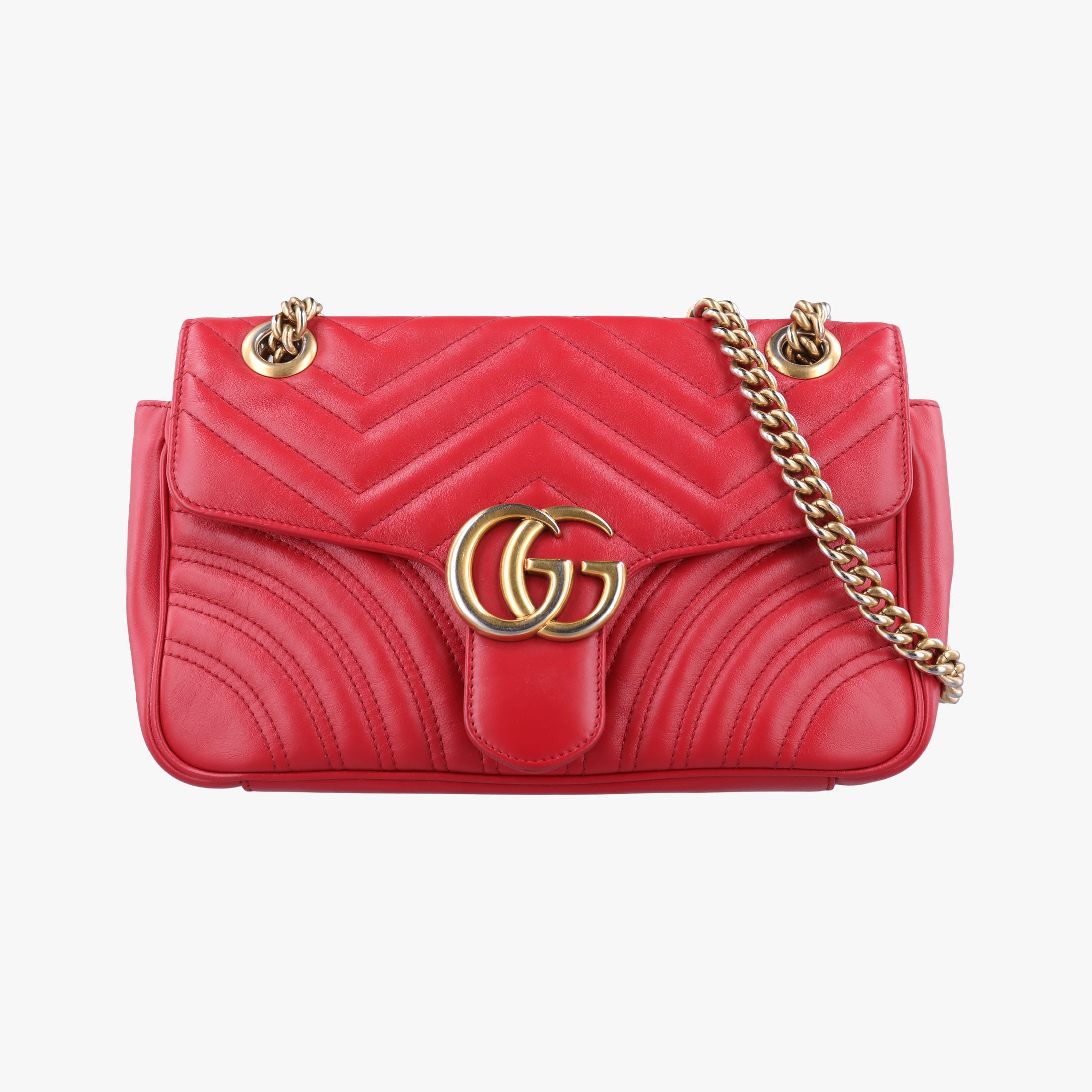 Pre-owned Gucci GG Marmont Red Leather 443497 shoulderbag | stylenewstar