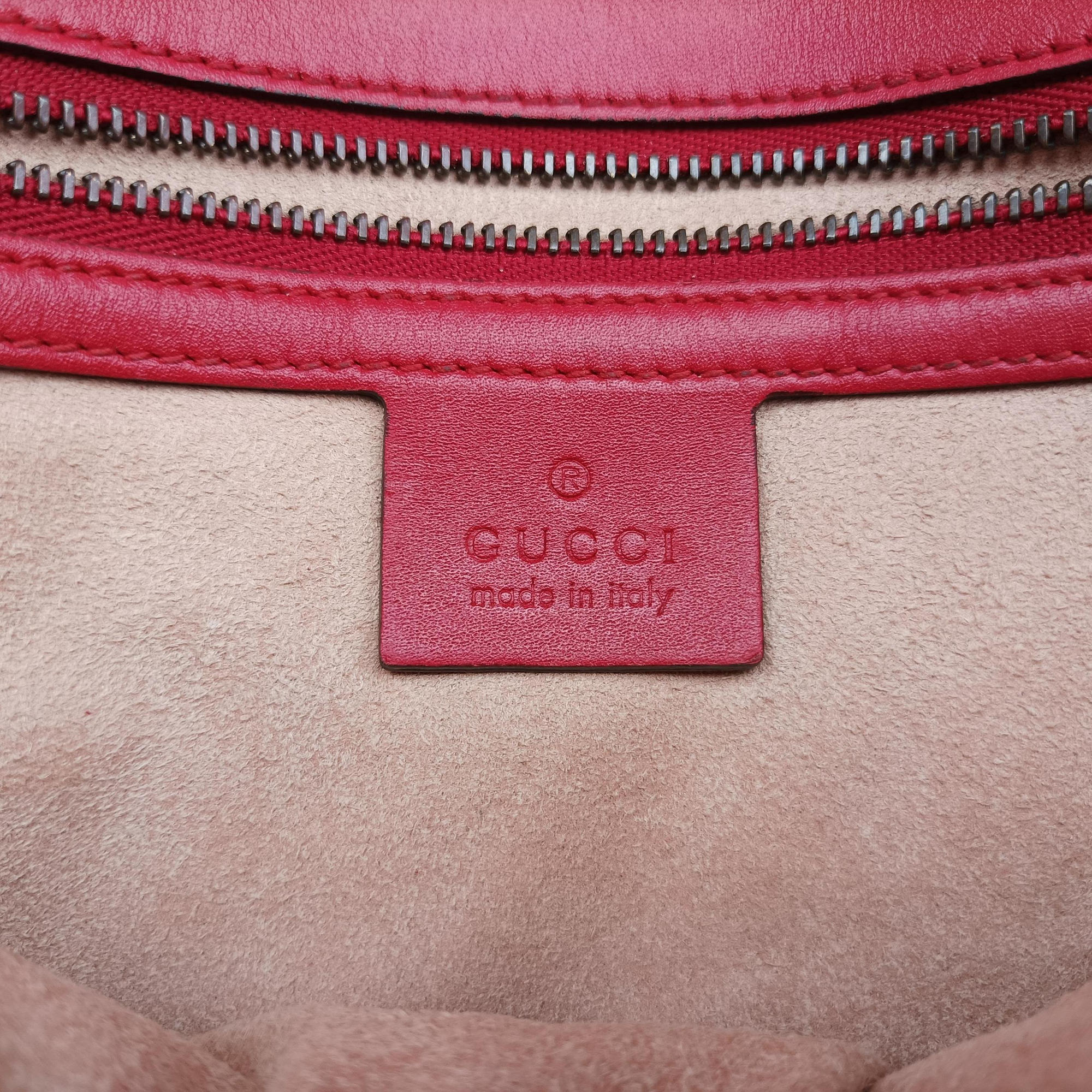 Pre-owned Gucci GG Marmont Red Leather 443497 shoulderbag | stylenewstar