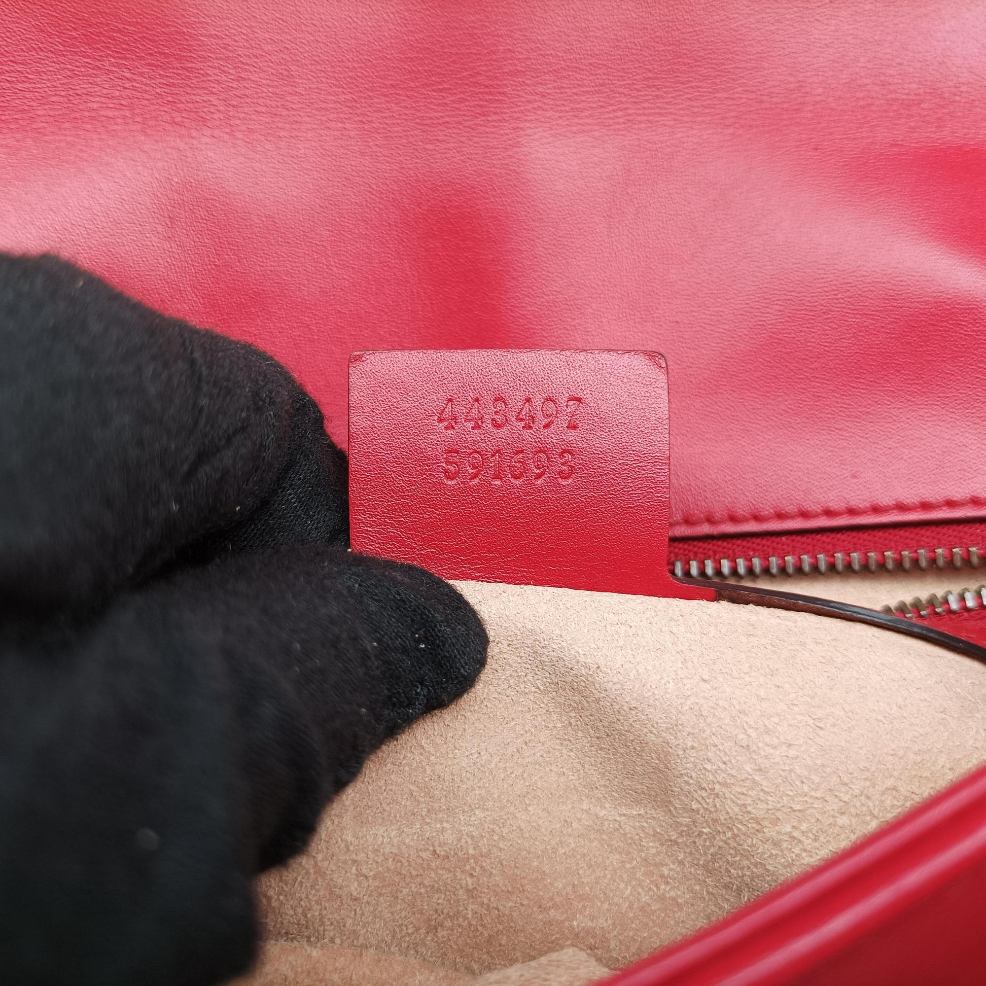 Pre-owned Gucci GG Marmont Red Leather 443497 shoulderbag | stylenewstar